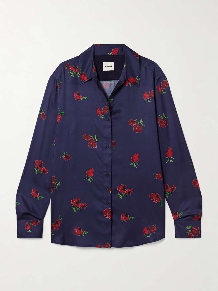 Khaite Argo Printed Silk-twill Shirt