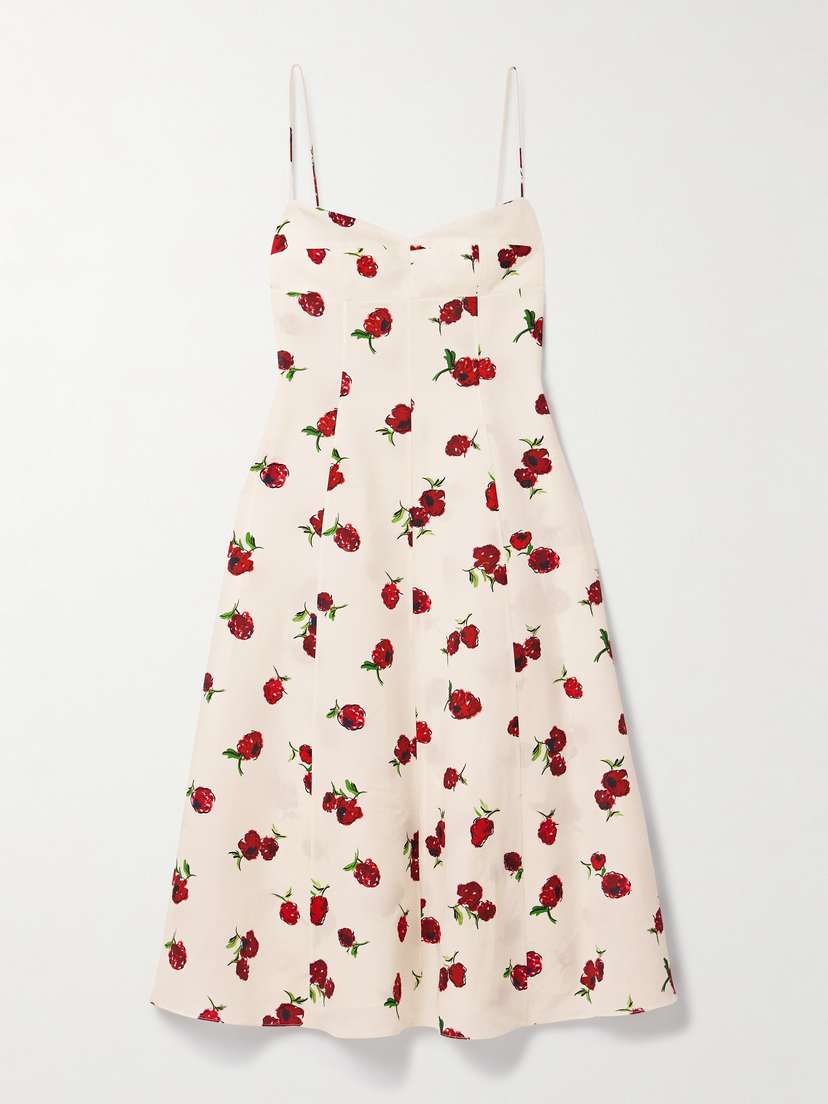 Khaite Isabella Printed Cotton-poplin Midi Dress