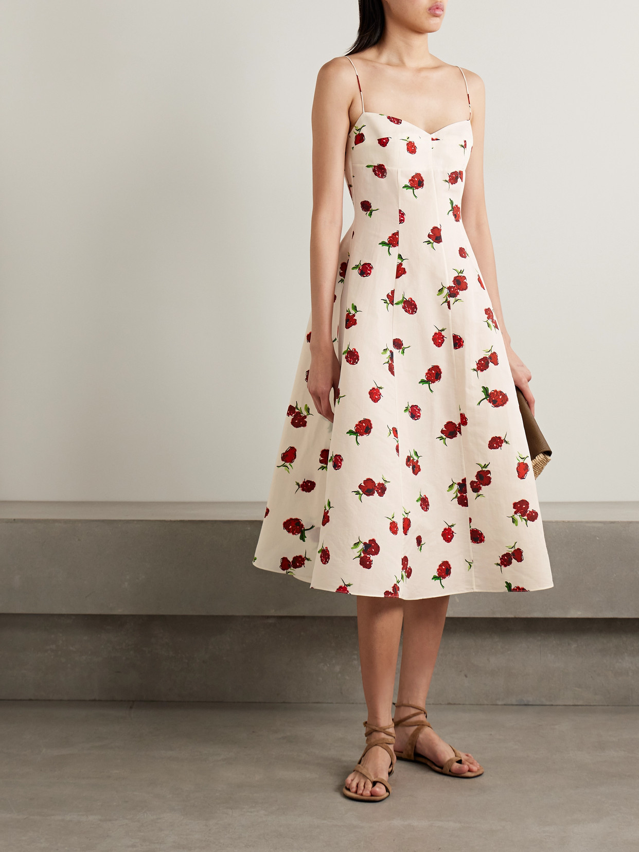 Khaite Isabella Printed Cotton-poplin Midi Dress
