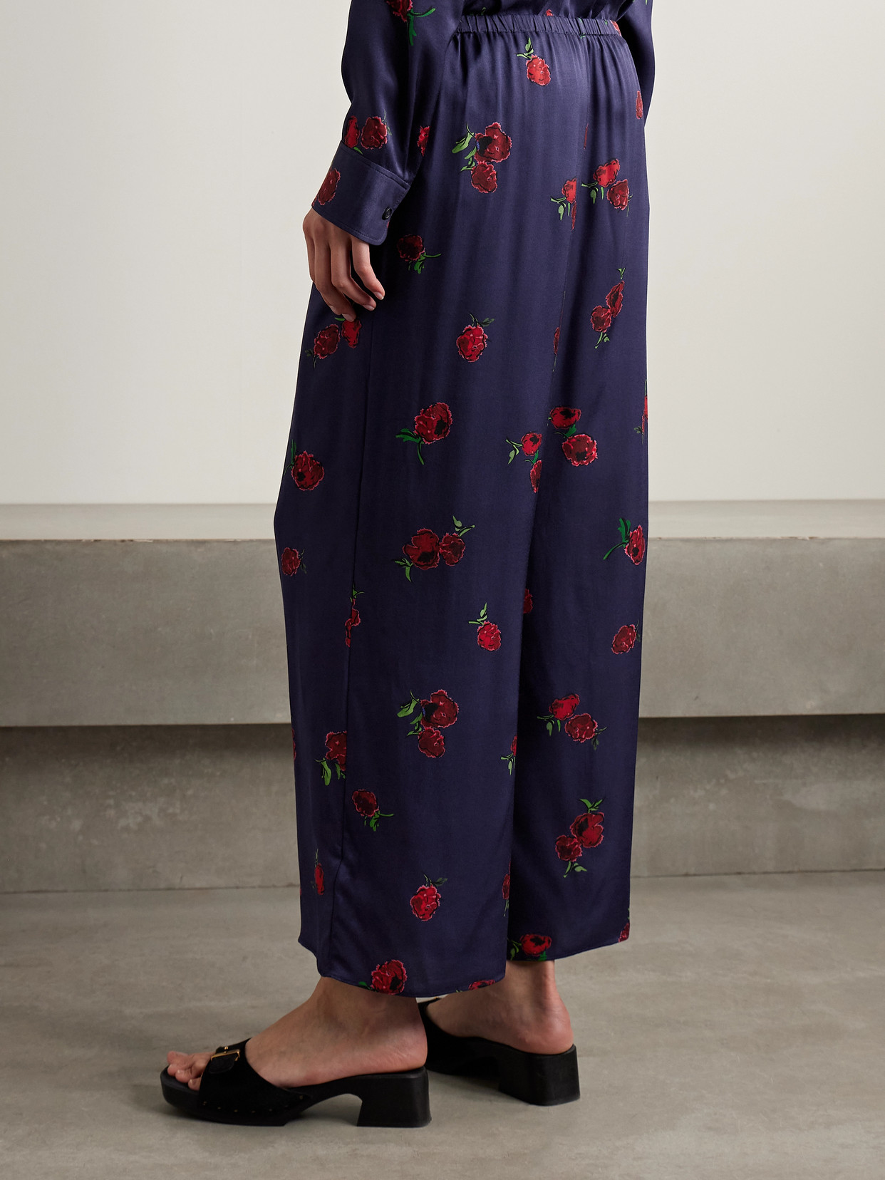 Khaite Mindy Printed Twill Wide-leg Pants