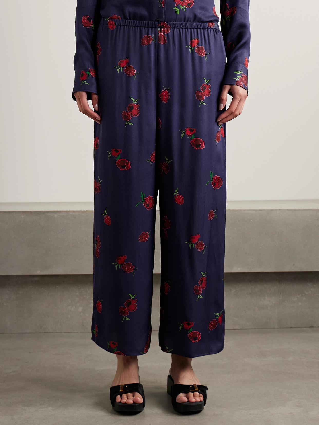Khaite Mindy Printed Twill Wide-leg Pants