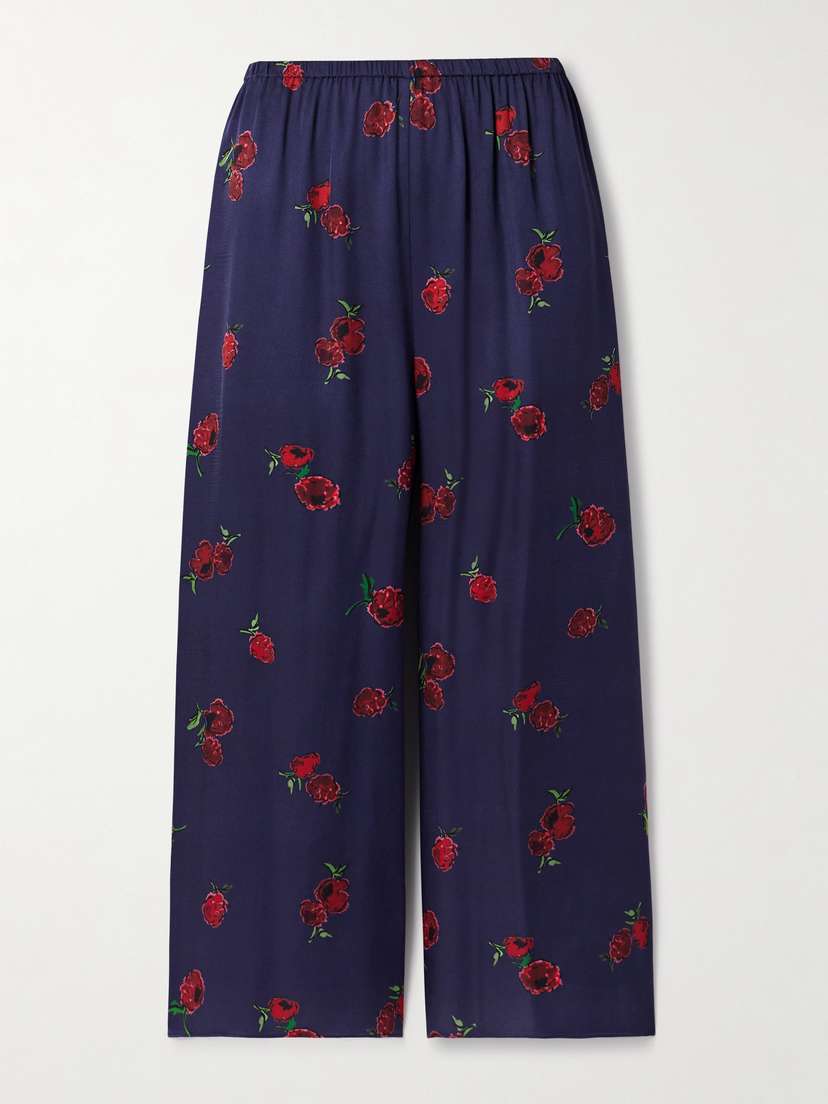 Khaite Mindy Printed Twill Wide-leg Pants