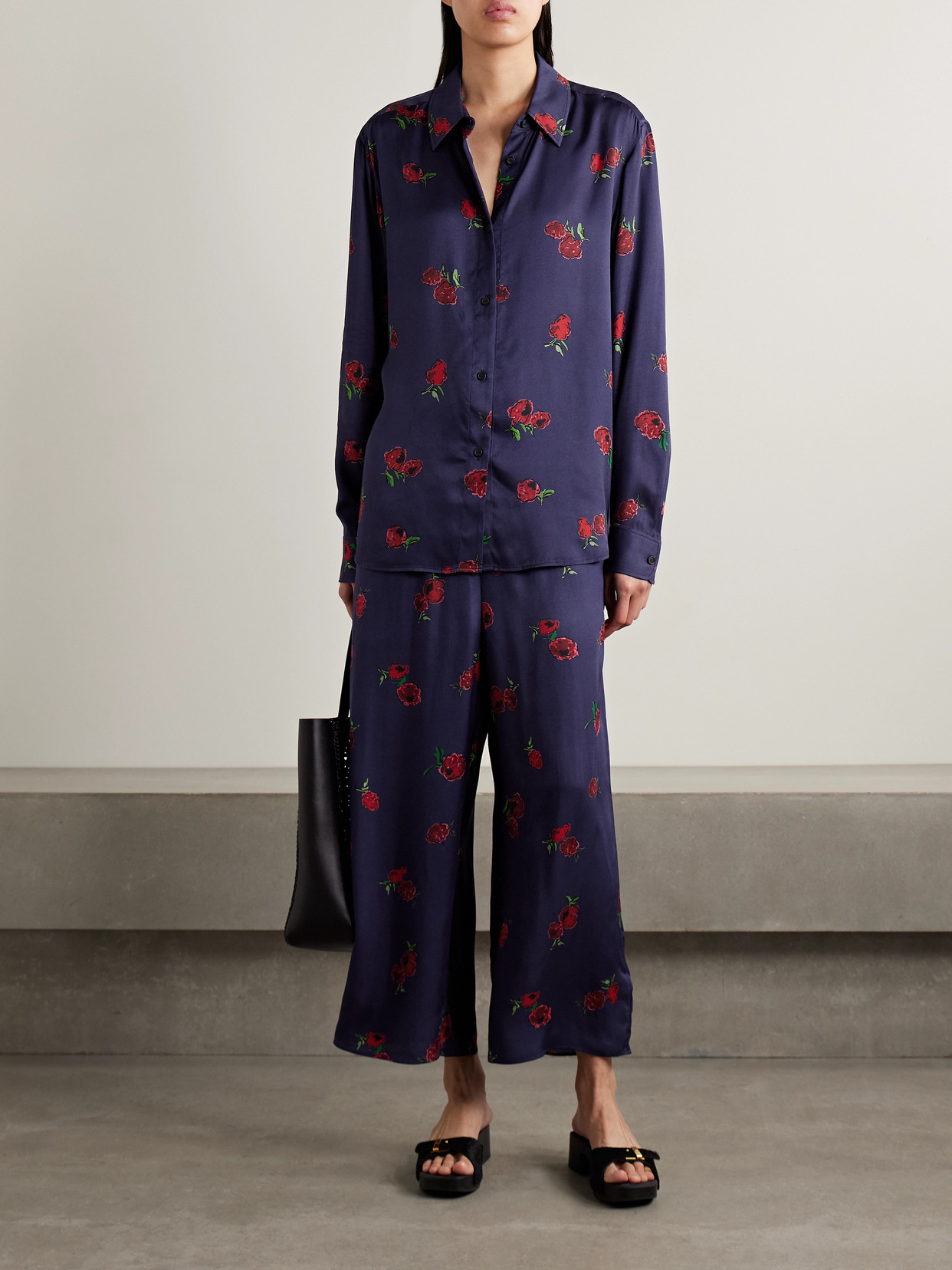 Khaite Mindy Printed Twill Wide-leg Pants