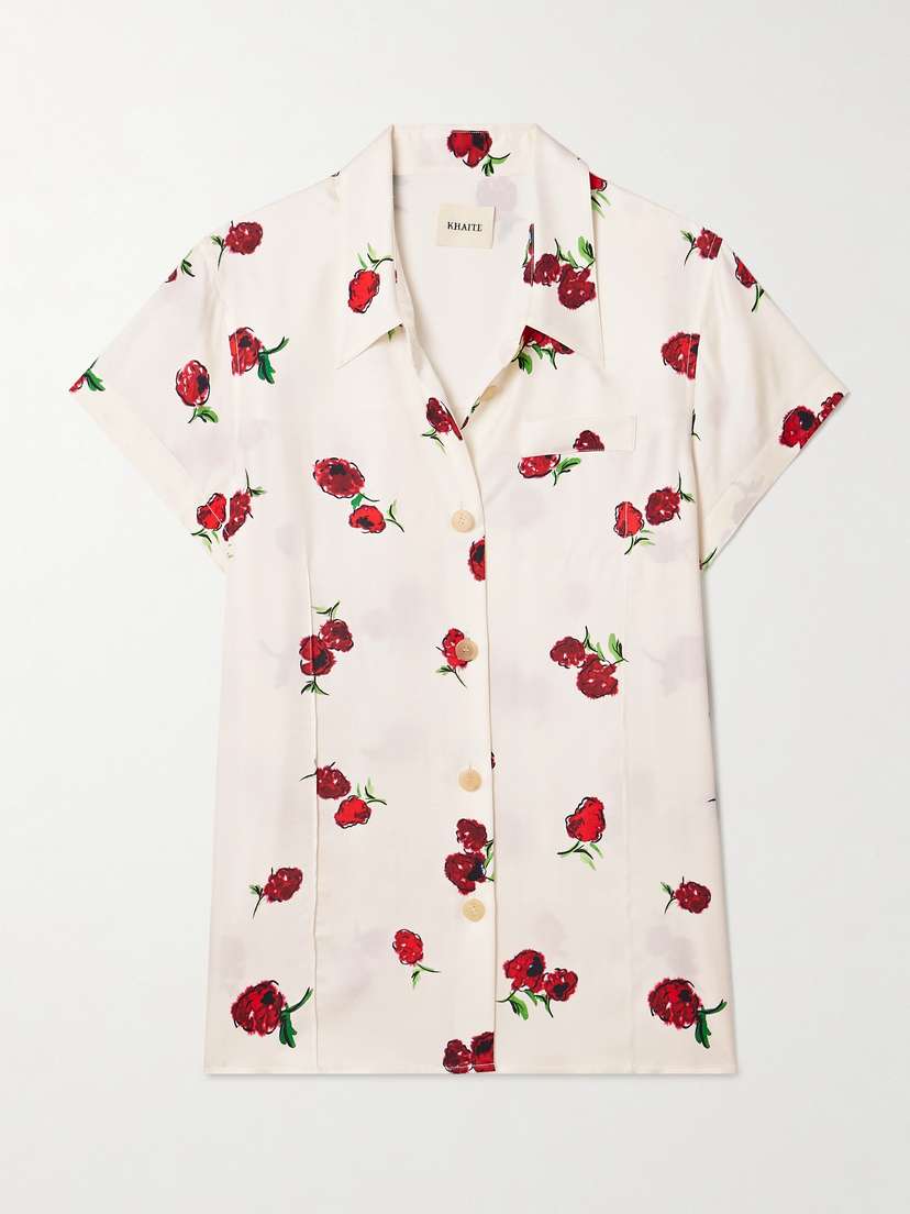Khaite Keefe Printed Silk-twill Shirt
