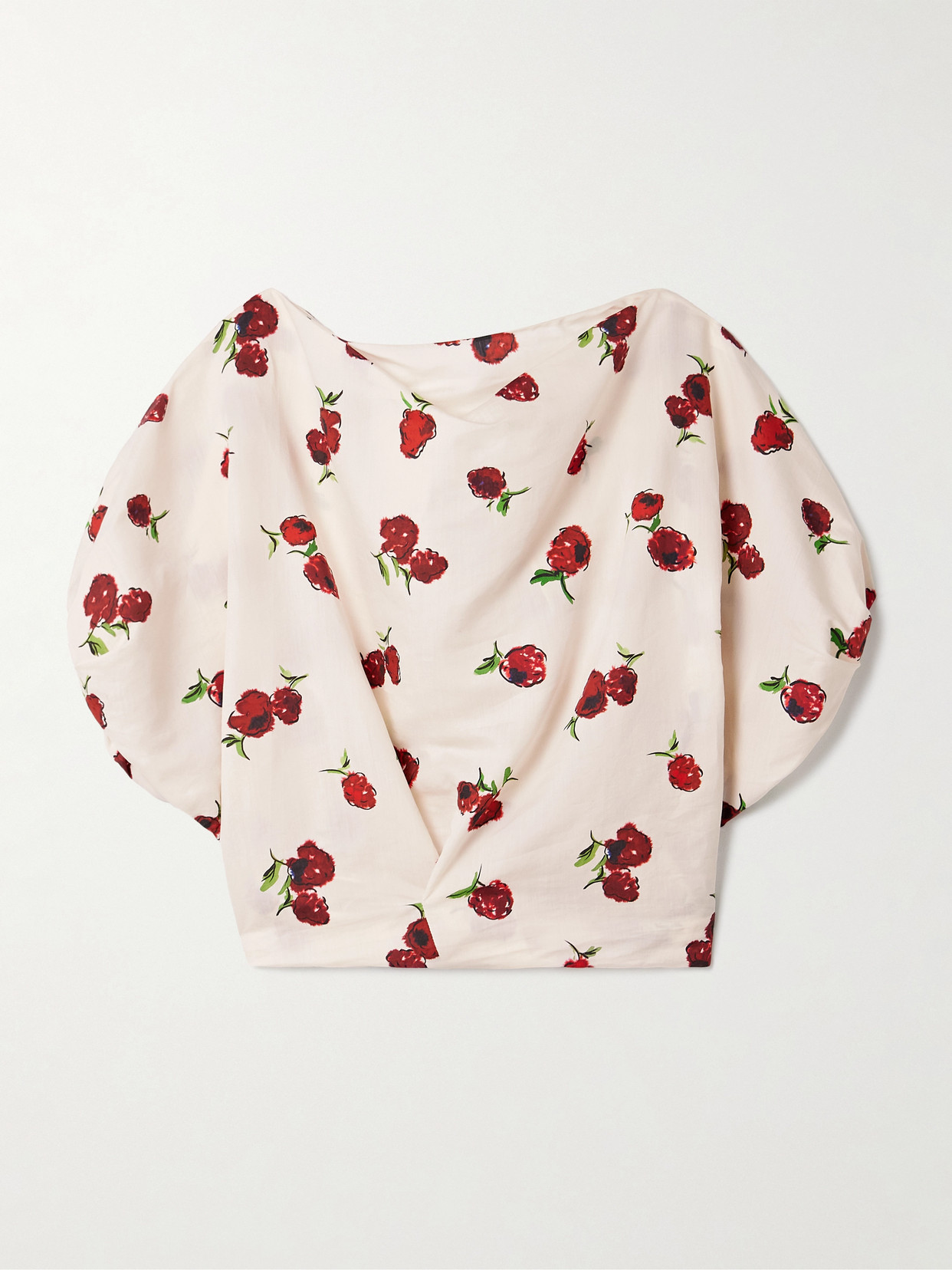 Khaite Niles Cropped Draped Silk And Cotton-blend Twill Top In White