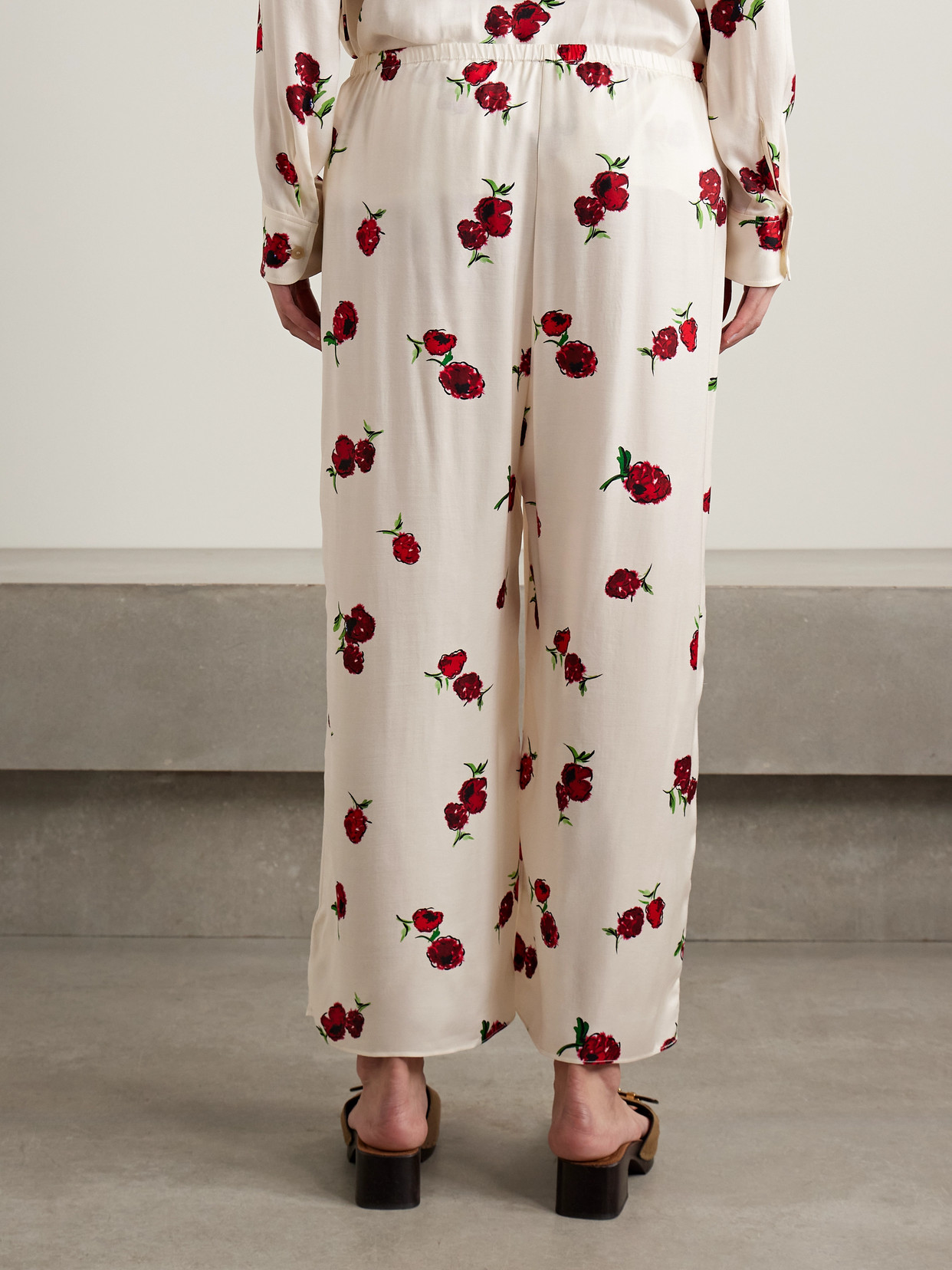 Khaite Mindy Printed Twill Wide-leg Pants