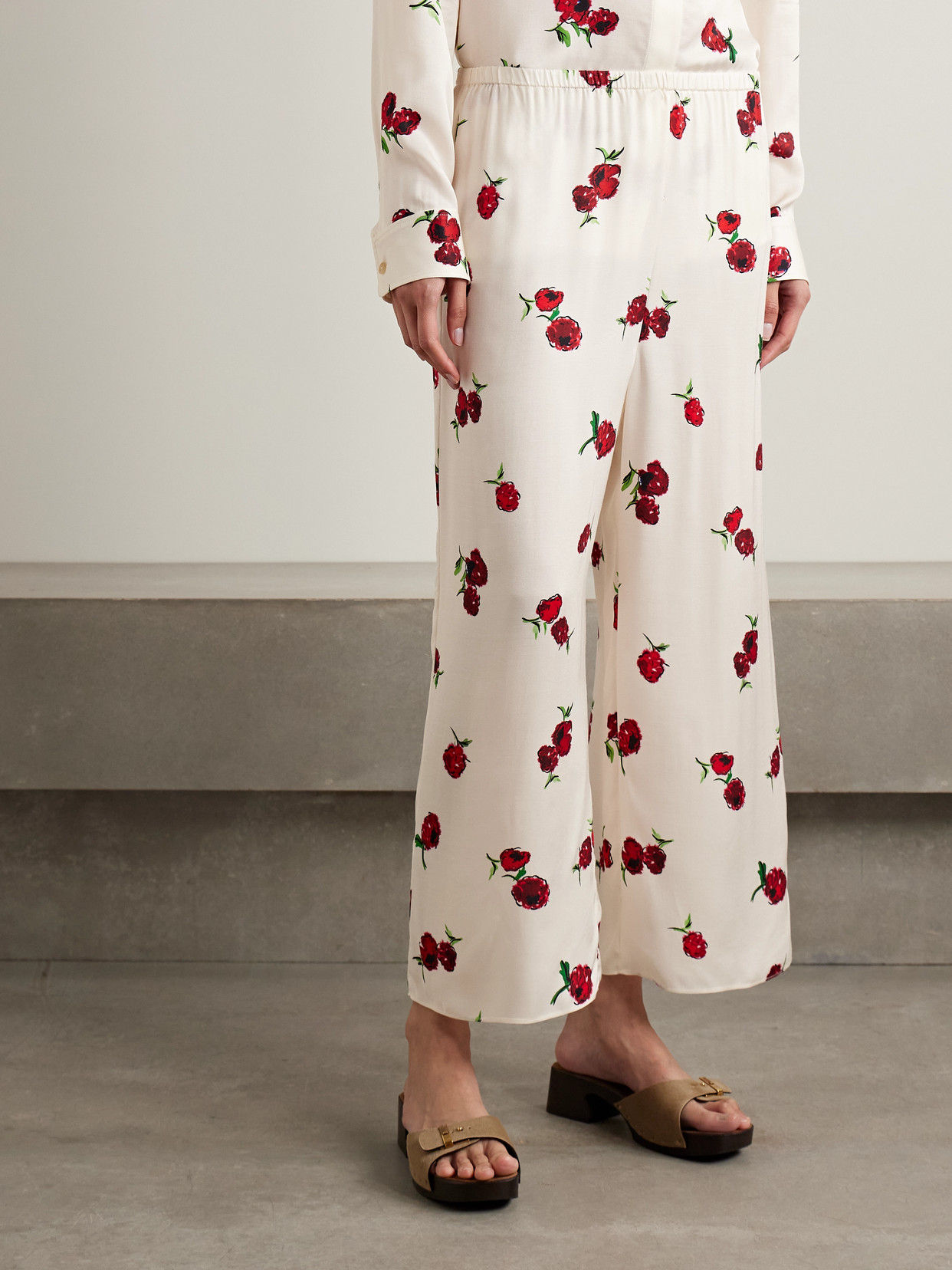 Khaite Mindy Printed Twill Wide-leg Pants