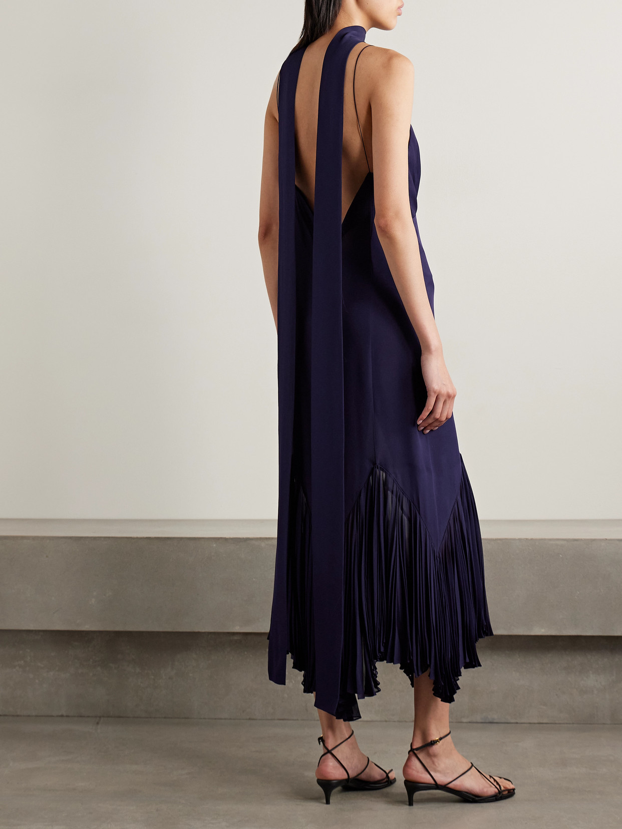 Khaite Candita Scarf-detailed Pleated Silk-georgette Maxi Dress