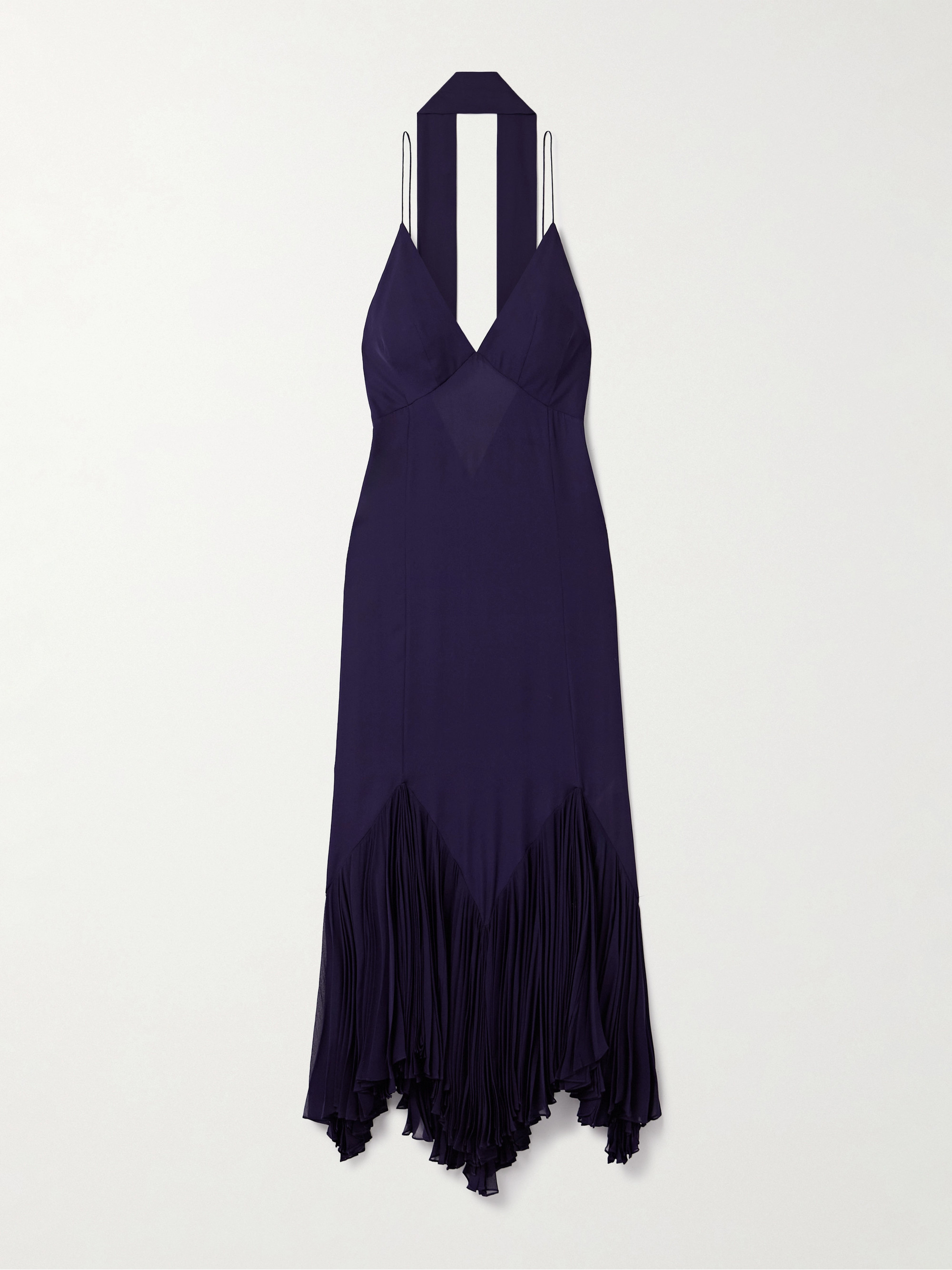 KHAITE Candita scarf-detailed pleated silk-georgette maxi dress