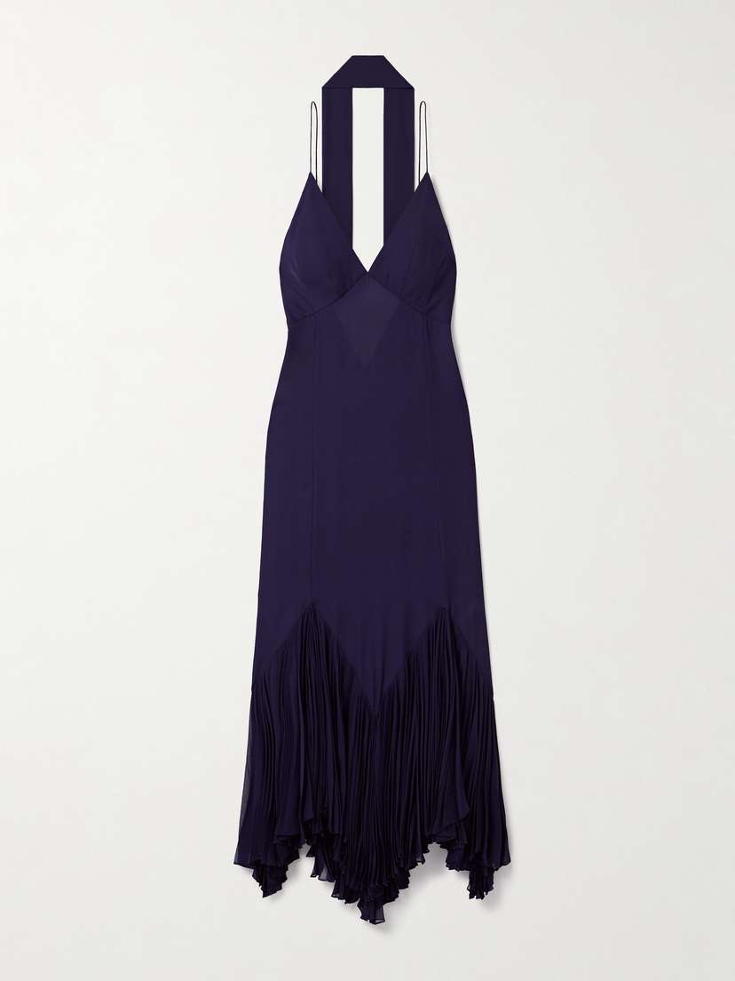 Khaite — Candita scarf-detailed pleated silk-georgette maxi dress