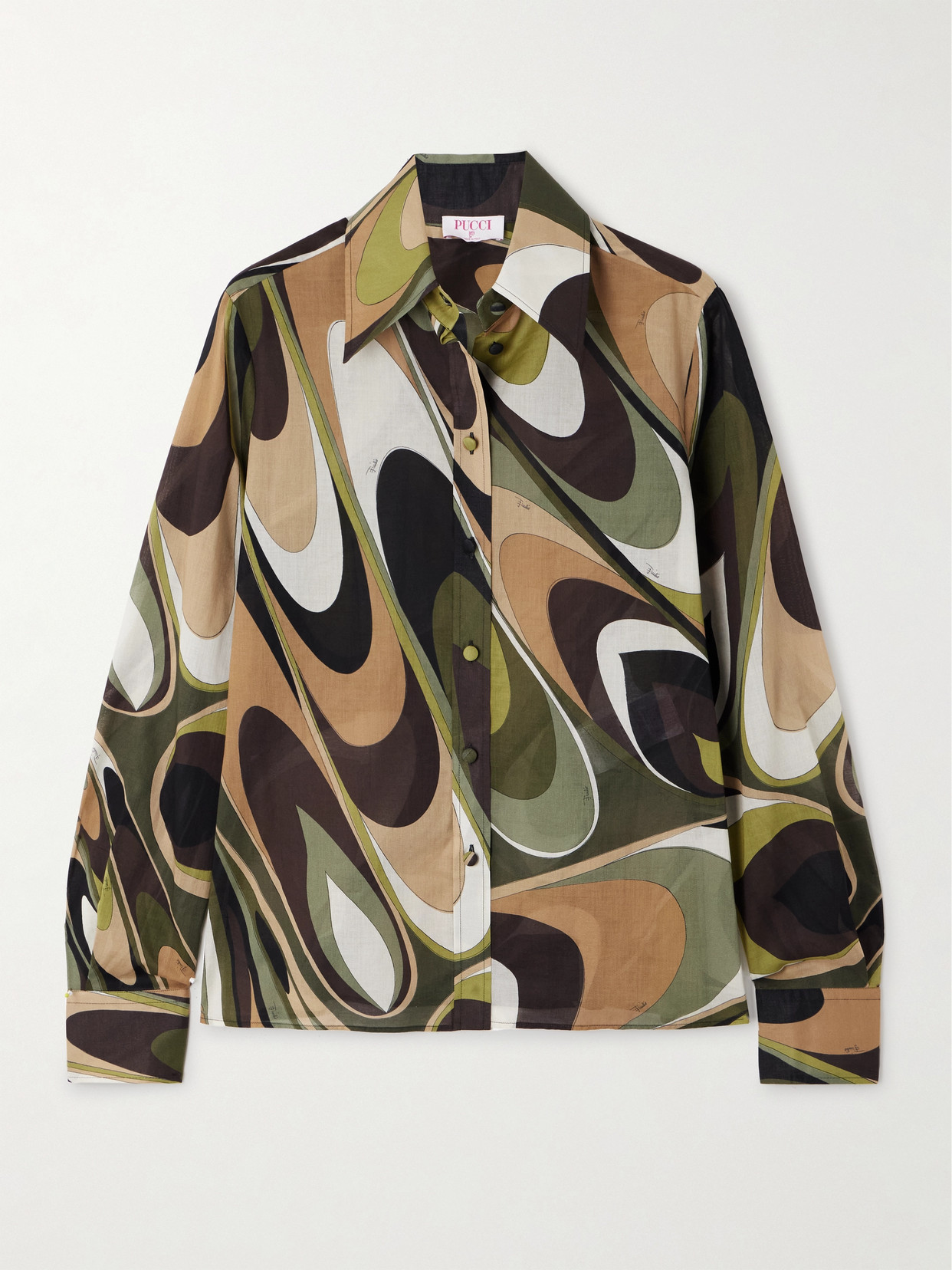 Pucci Onda Printed Cotton-muslin Shirt In Green