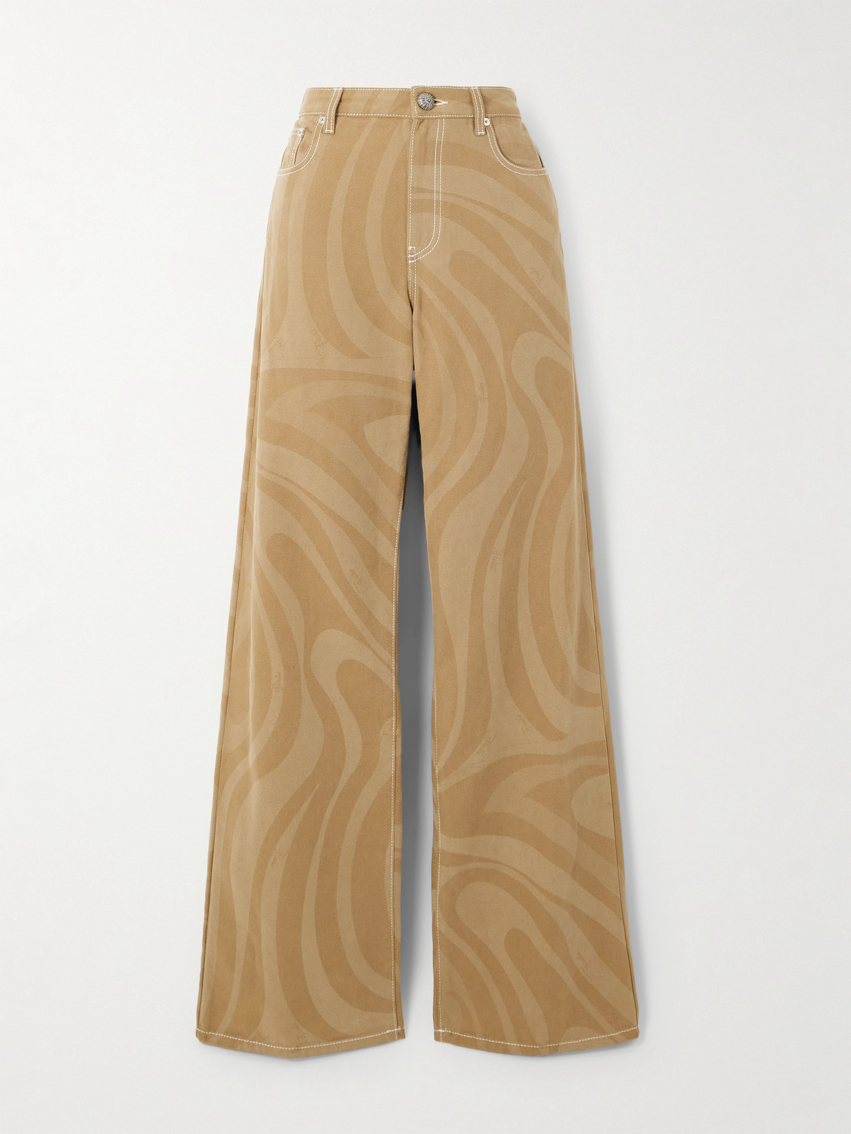 Pucci Printed Cotton-canvas Wide-leg Pants In Neutrals