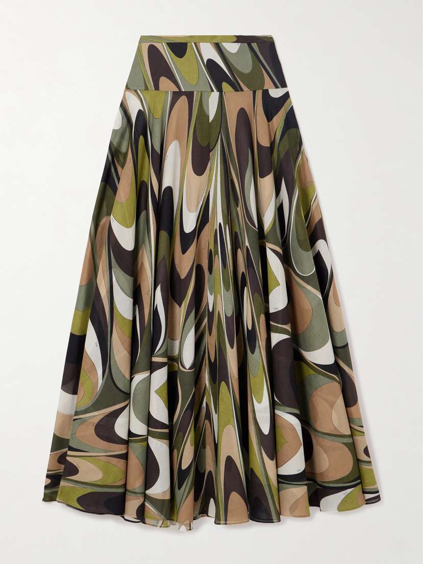PUCCI Pleated Printed Cotton-muslin Maxi Skirt