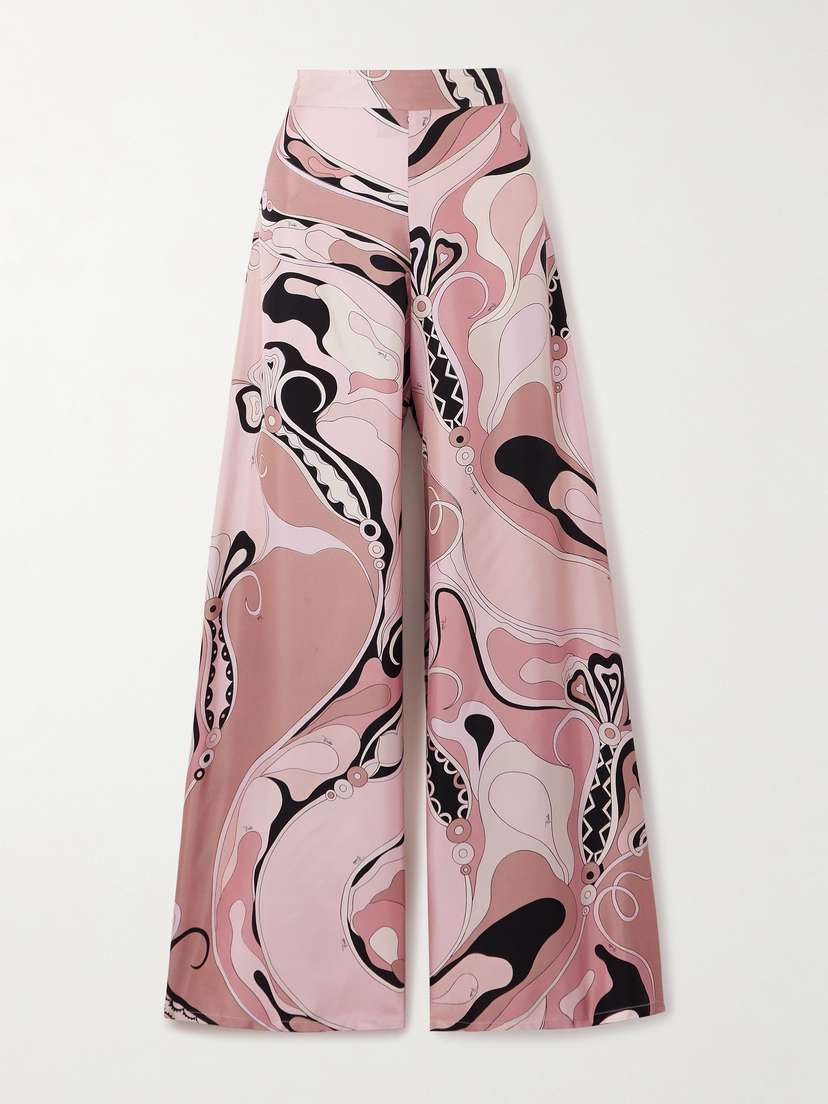 PUCCI Printed Silk-twill Wide-leg Pants