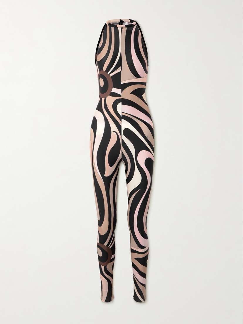 PUCCI Printed Stretch-jersey Halterneck Jumpsuit