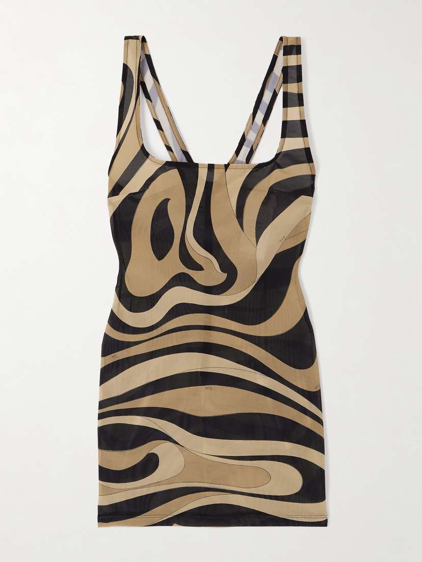 PUCCI Marmo Printed Stretch-mesh Mini Dress