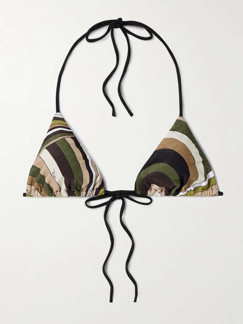 PUCCI Printed Triangle Halterneck Bikini Top