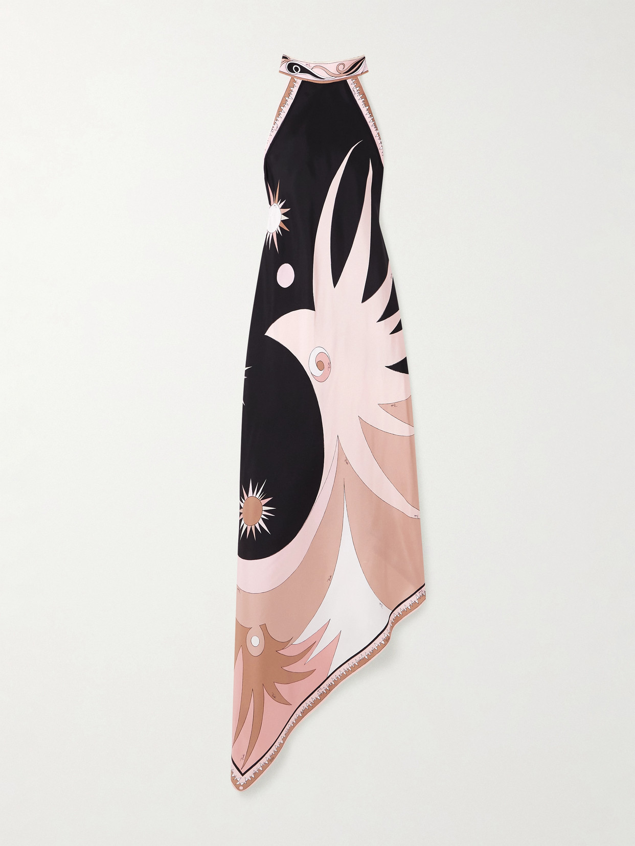 Pucci Open-back Silk-twill Halterneck Midi Dress In Pink
