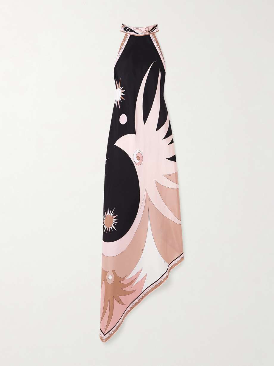 open-back silk-twill halterneck midi dress
