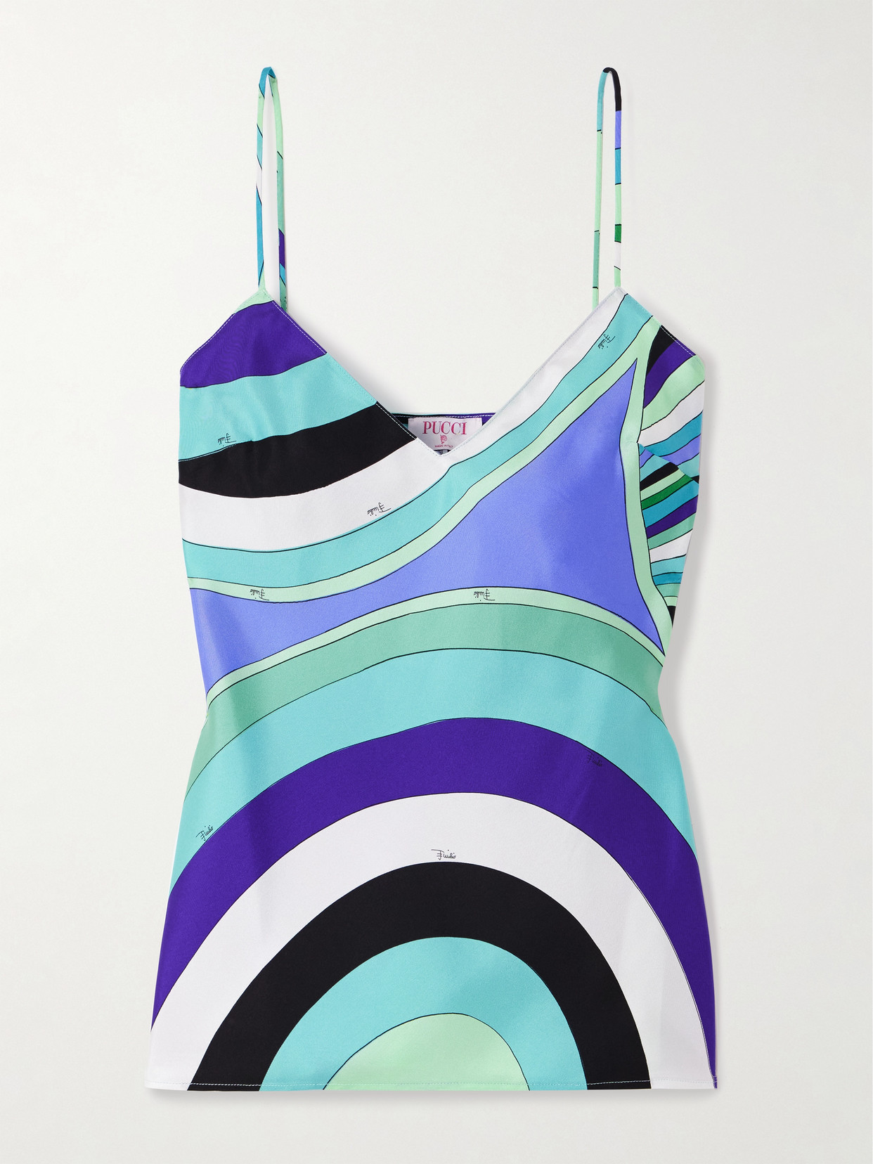 Pucci Printed Silk-twill Camisole In Blue