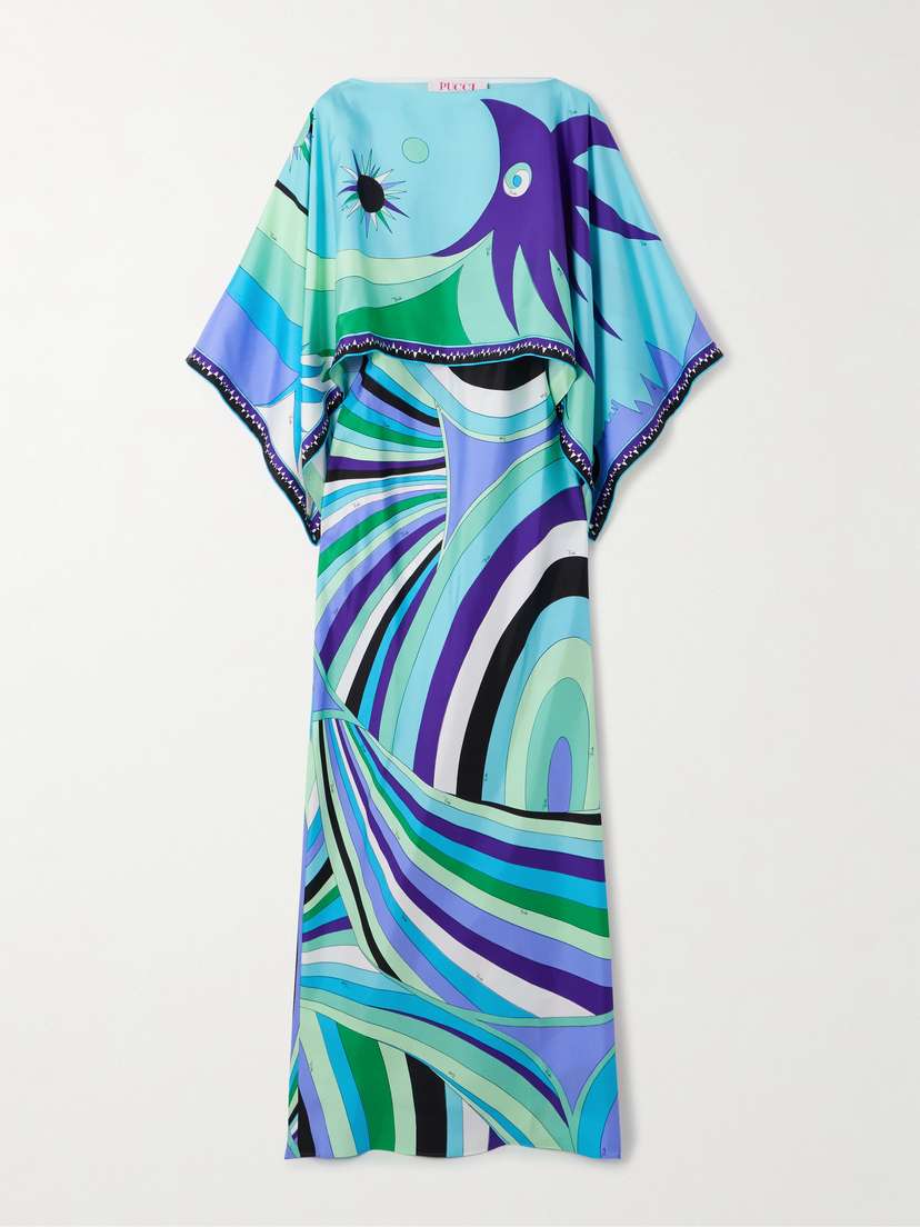 PUCCI | 86Z47N521HL | Blue | Printed Crepon Kaftan_ | $1420