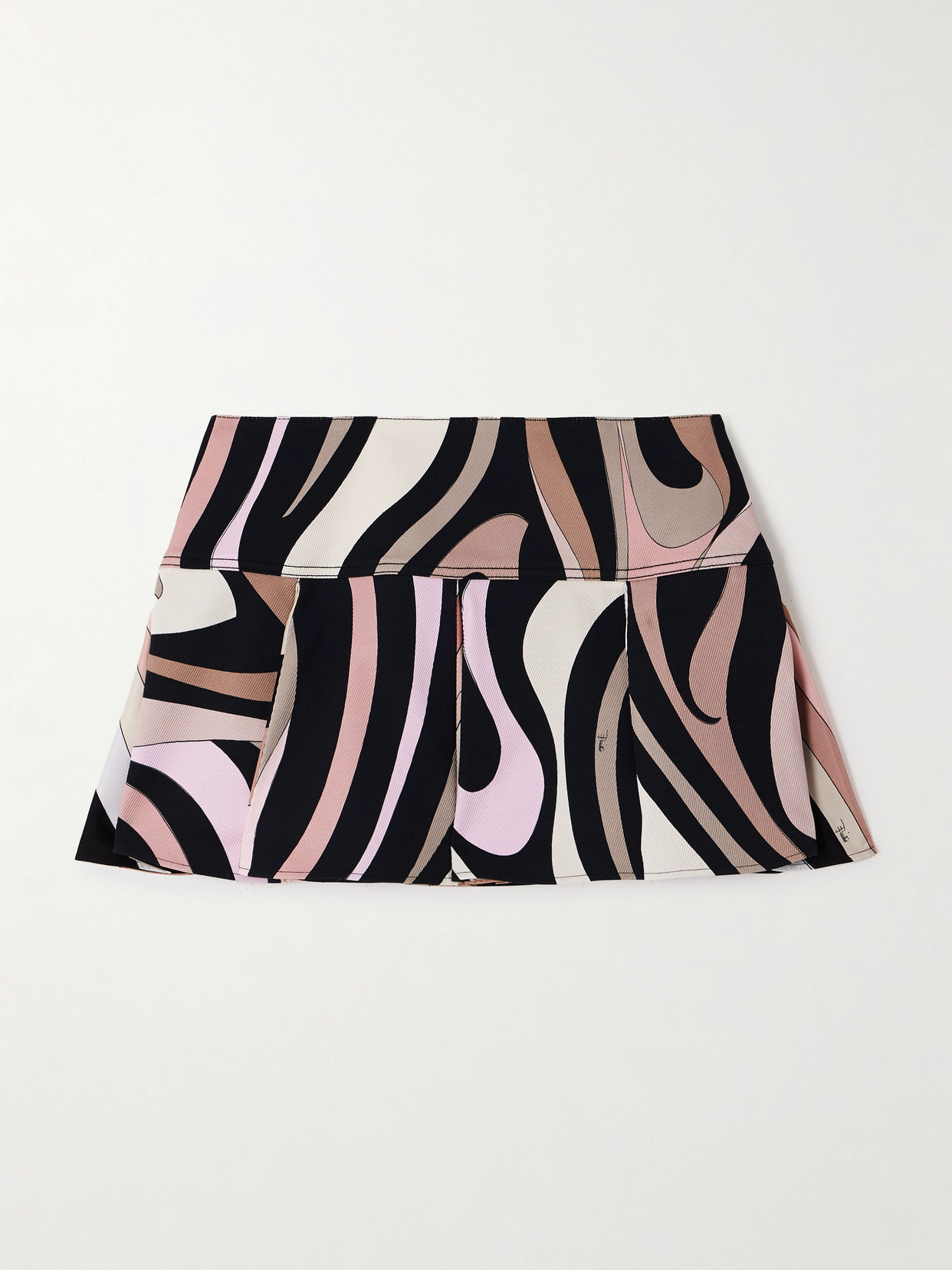 PUCCI - Marmo Silk-trimmed Pleated Printed Cotton-blend Gabardine Mini Skirt - Pink
