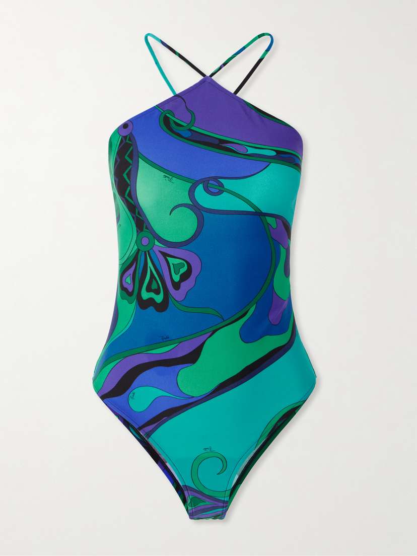 PUCCI Orchidee Printed Halterneck Swimsuit