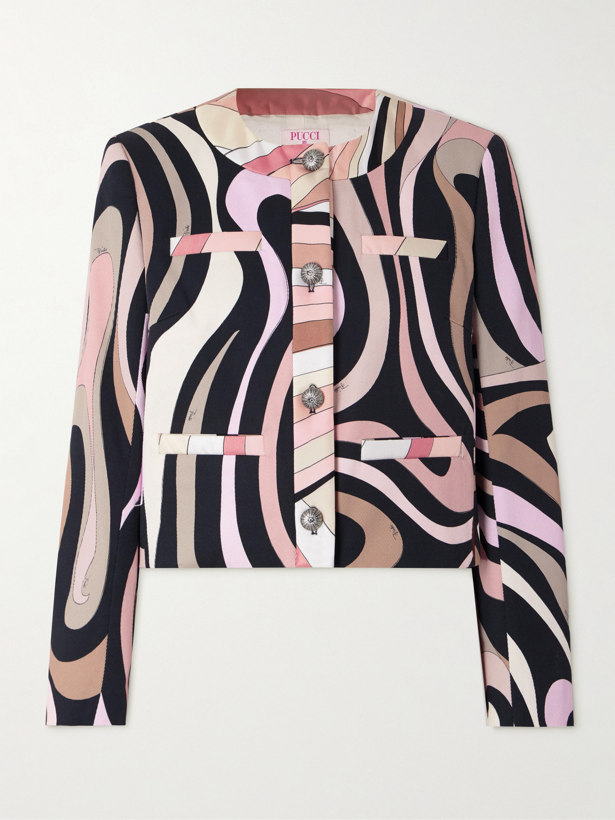 Pucci Printed Cotton-blend Gabardine Jacket In Pink
