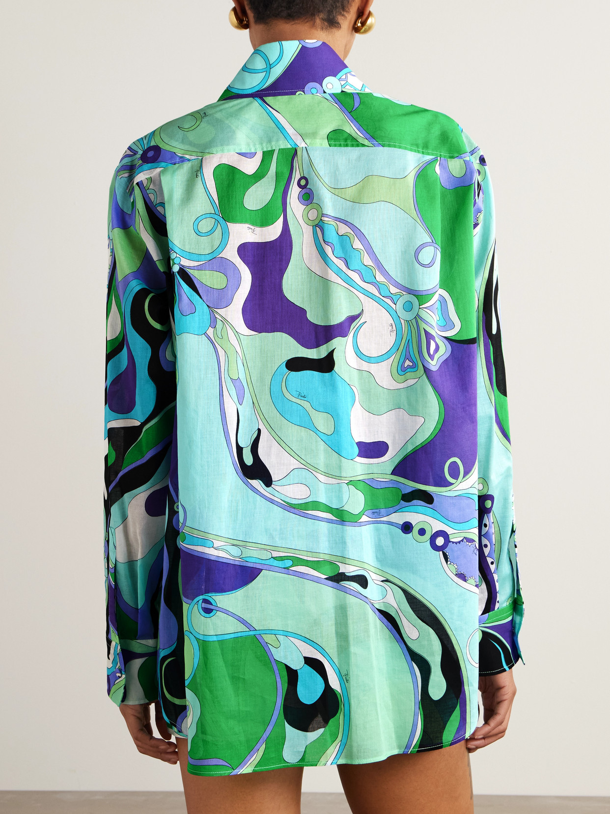 Pucci Oversized Printed Cotton-muslin Shirt In Blue