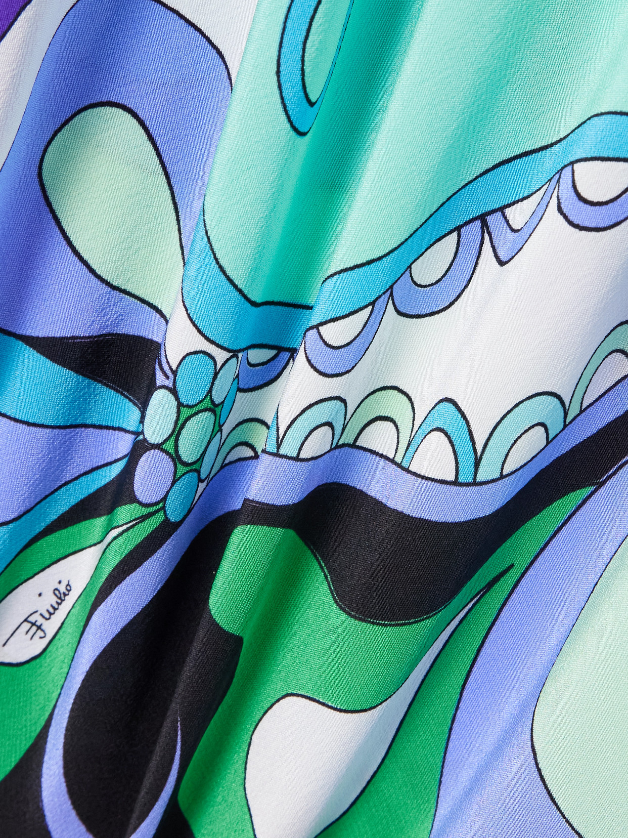 Pucci Abstract Print Maxi Dress With Spaghetti Straps In Blue