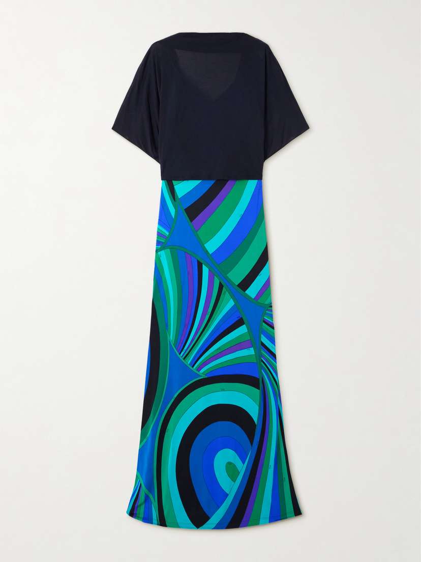 PUCCI Layered Cotton And Silk-blend And Printed Jersey Maxi Dress