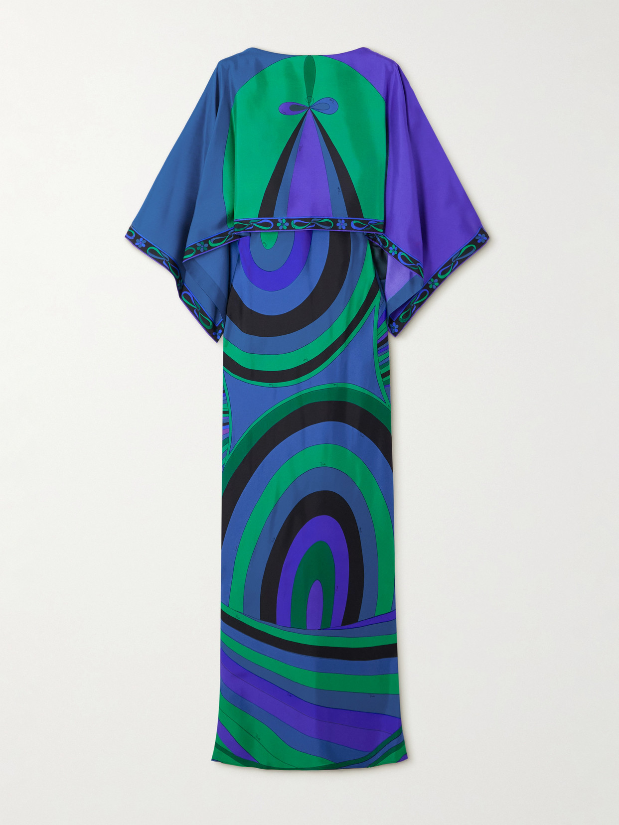 Pucci Layered Printed Silk-twill Maxi Dress In Blue