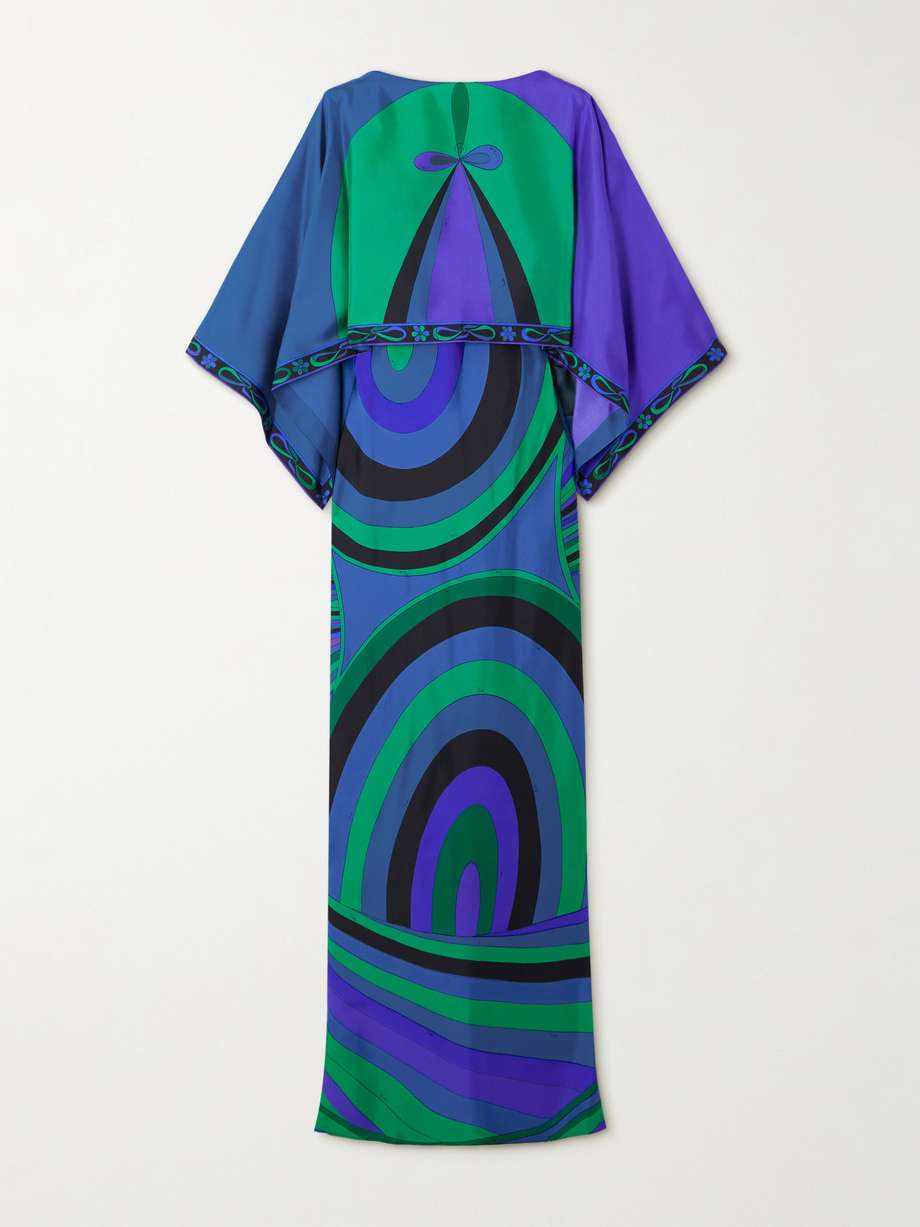 layered printed silk-twill maxi dress