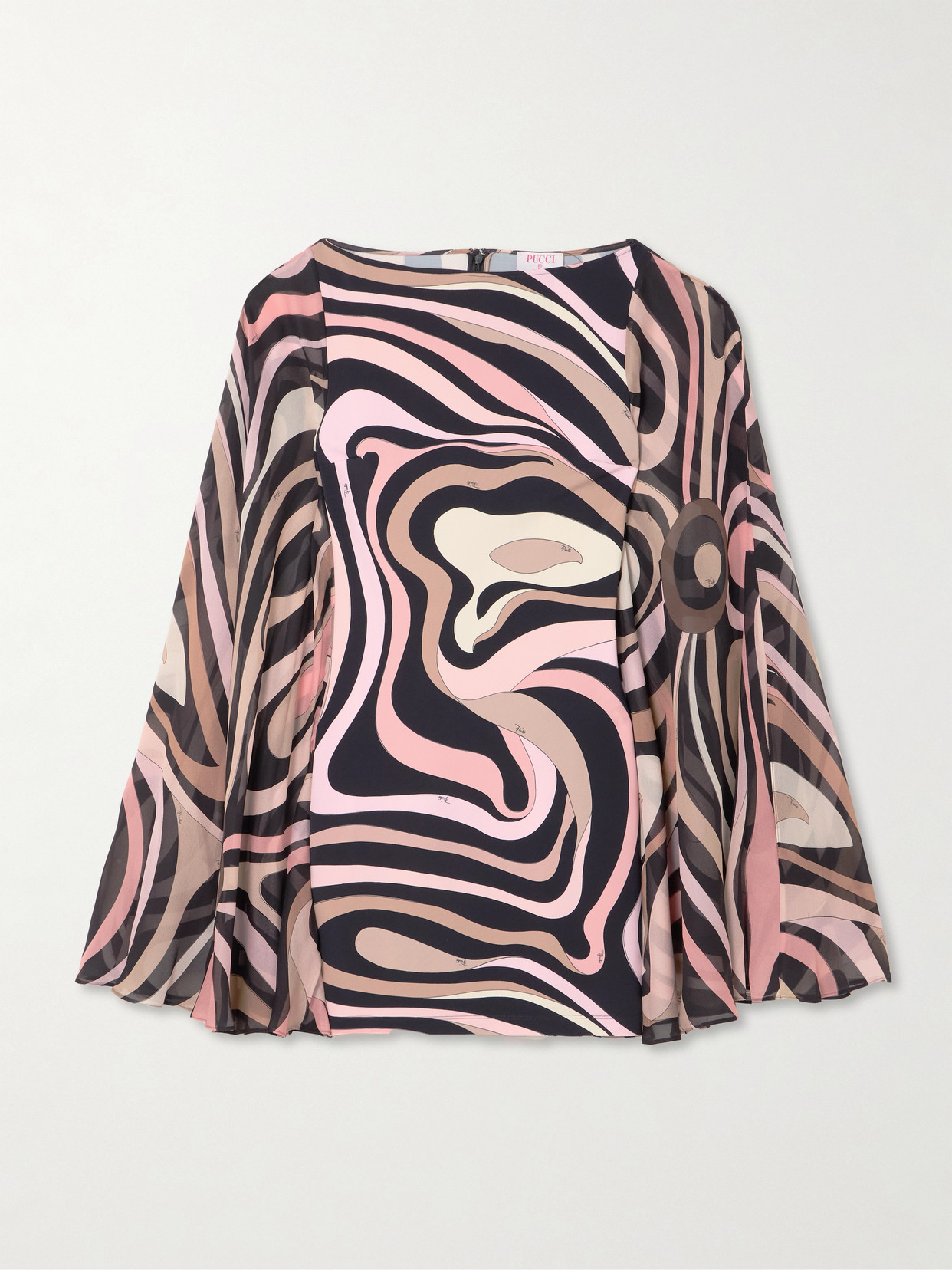 Pucci Cape-effect Printed Silk Crepe De Chine And Stretch-jersey Mini Dress