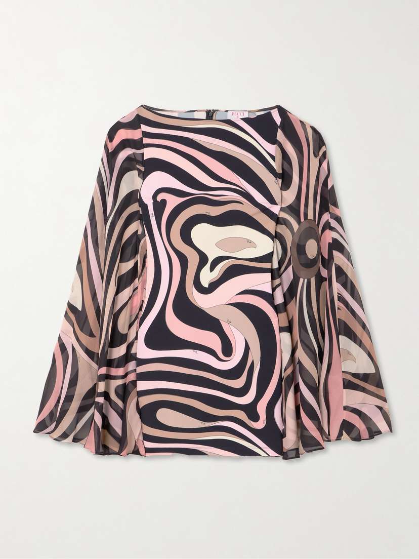 PUCCI Cape-effect Printed Silk Crepe De Chine And Stretch-jersey Mini Dress