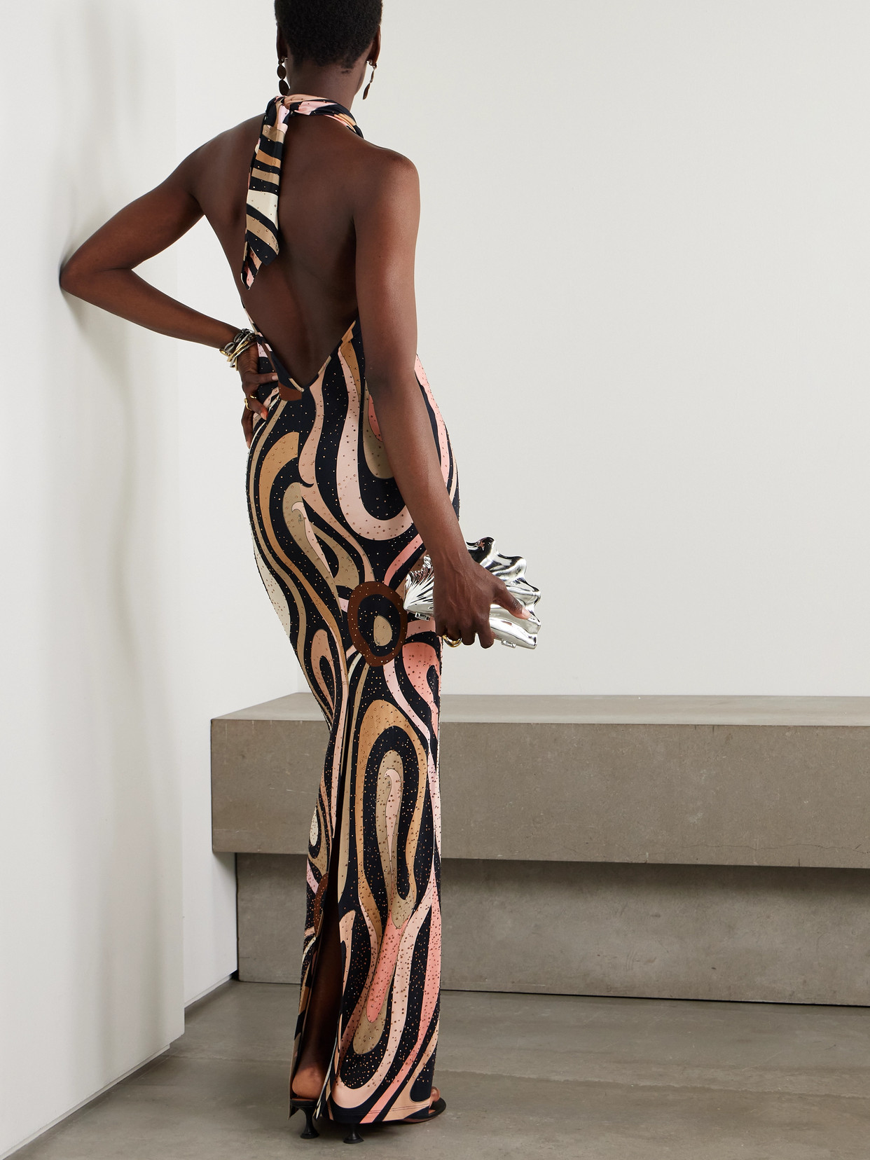Pucci Marmo Print Halterneck Maxi Dress