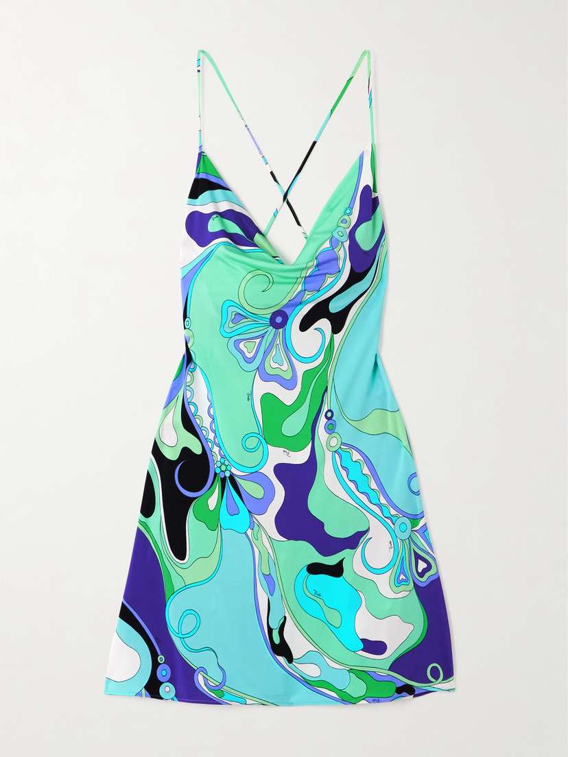 PUCCI Draped Printed Stretch-jersey Mini Dress