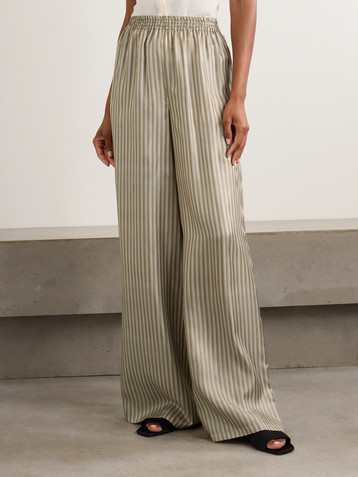 Max Mara Ladino striped silk-twill wide-leg pants
