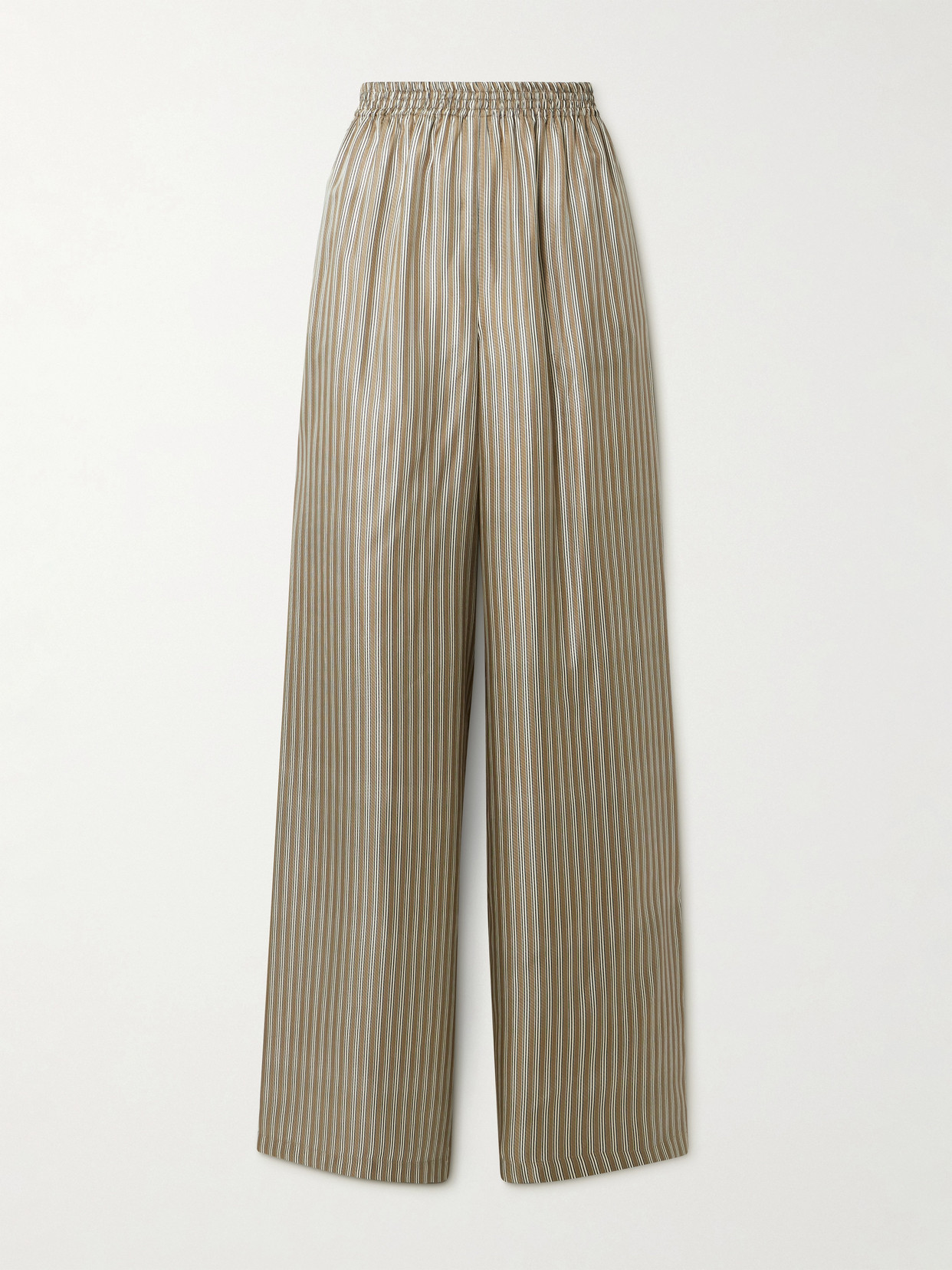 Max Mara Ladino Striped Silk-twill Wide-leg Pants In Brown