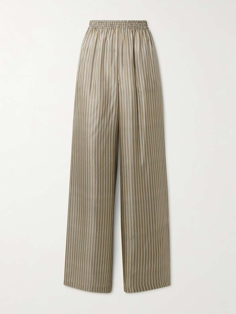 Max Mara Ladino Striped Silk-twill Wide-leg Pants