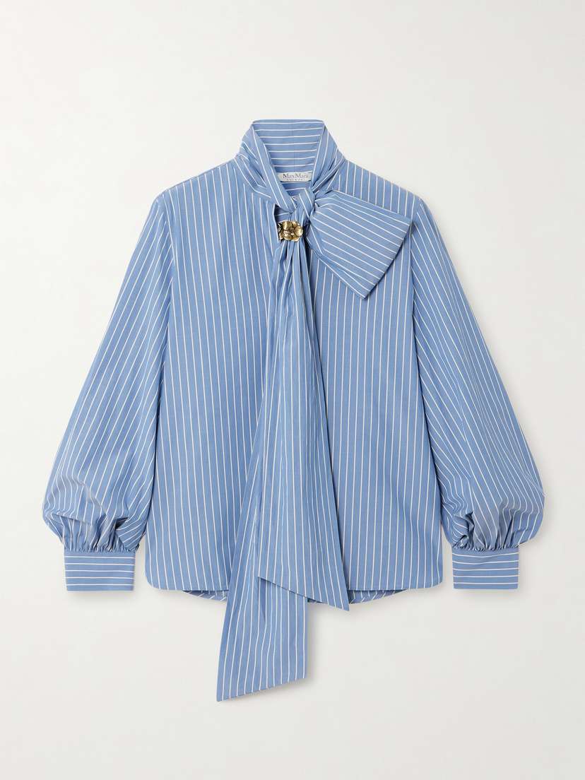 Max Mara Embellished Striped Cotton-blend Poplin Shirt