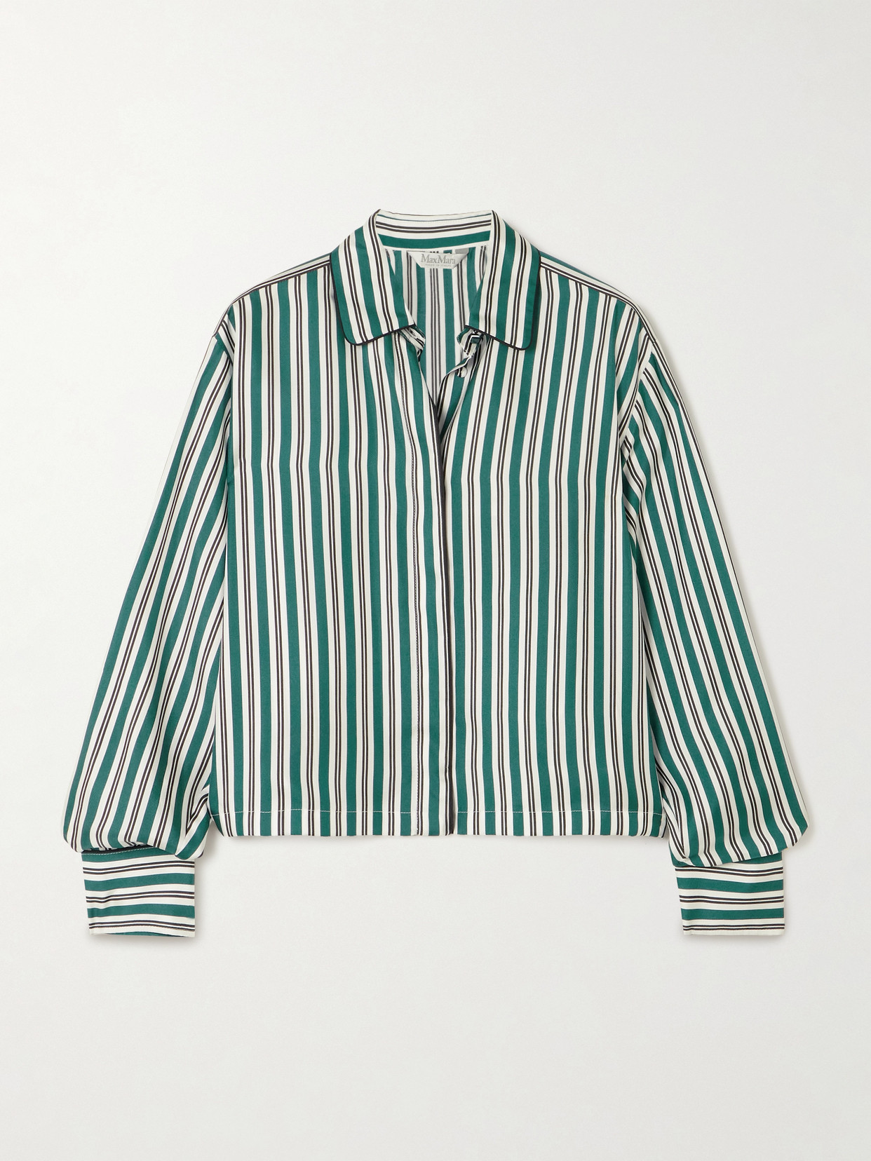 Max Mara Brama Striped Silk-twill Shirt In Green