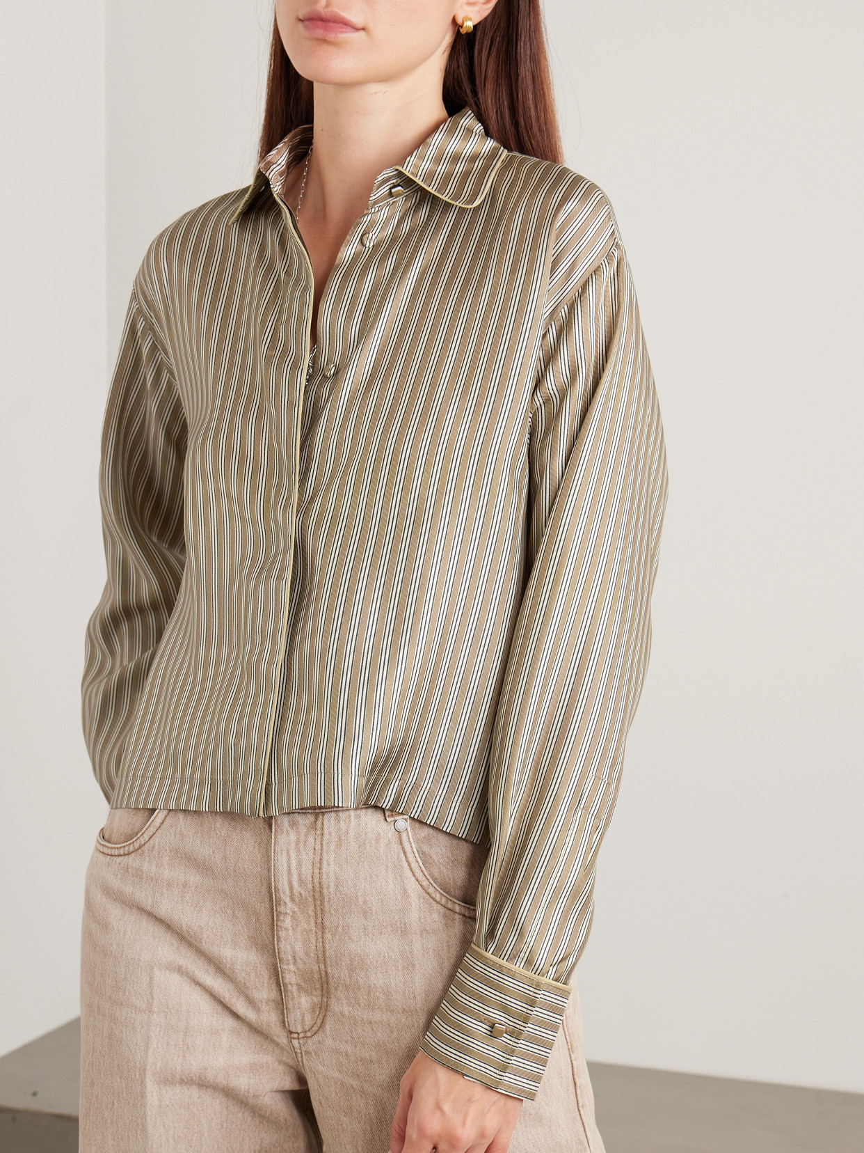 Brama Striped Silk-Twill Shirt