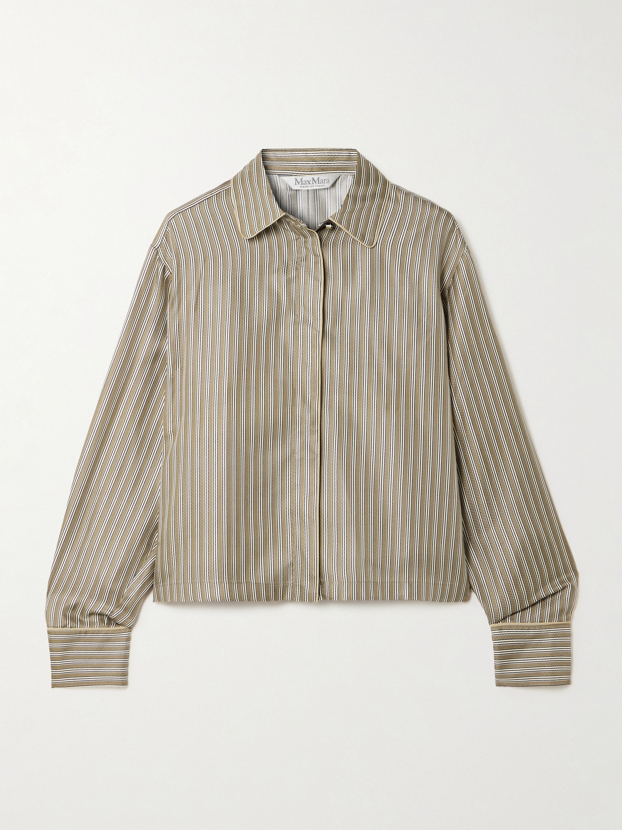 Max Mara Brama Striped Silk-twill Shirt In Brown