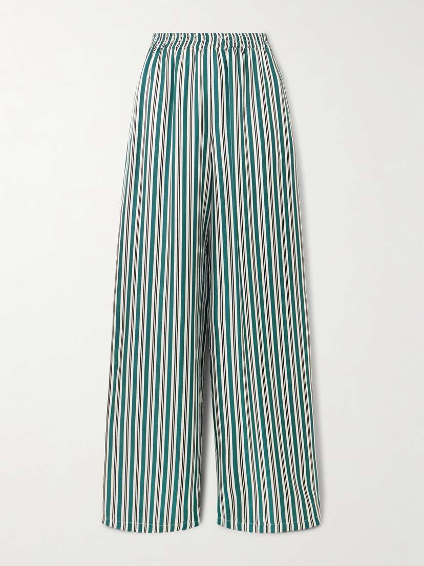 Max Mara Ladino Striped Silk-twill Wide-leg Pants