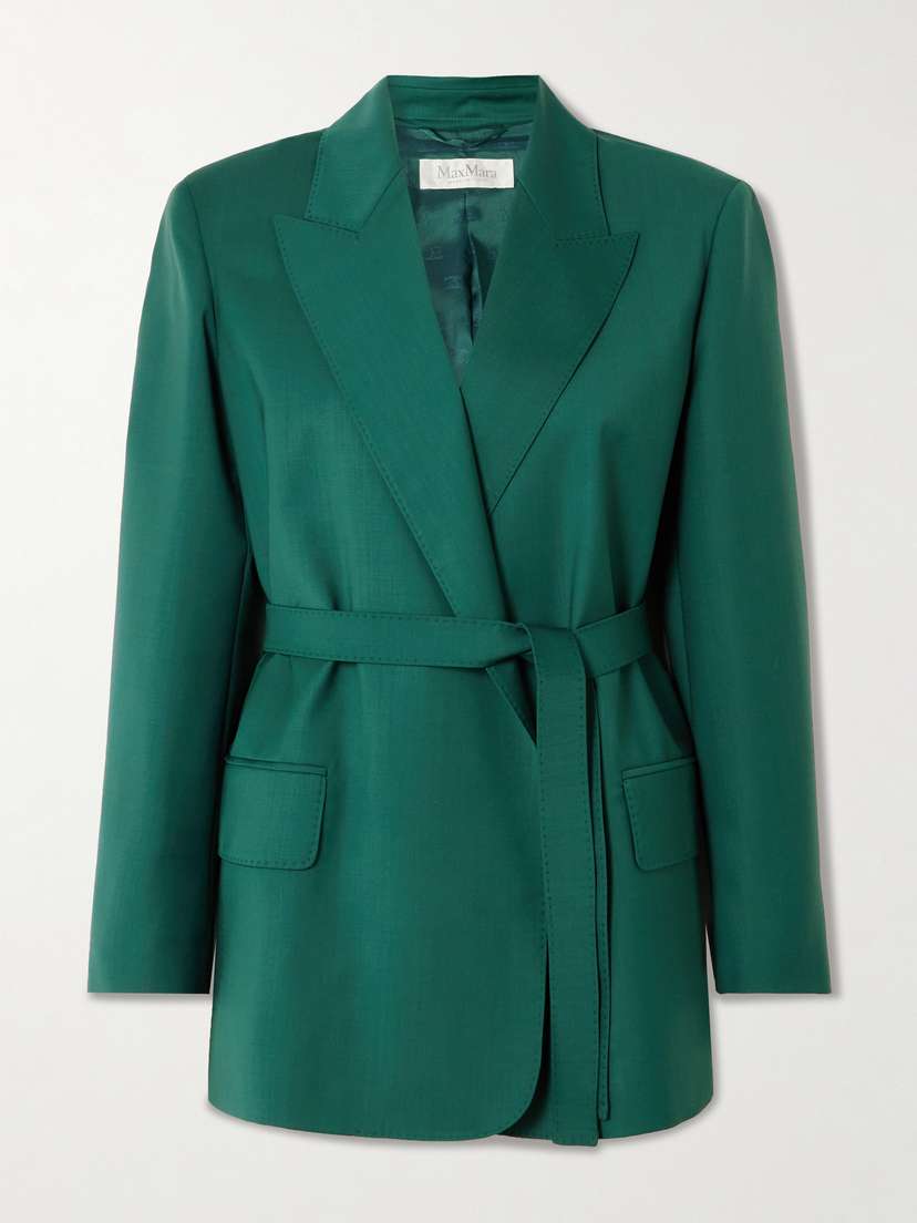 Max Mara Talento Belted Wool-canvas Blazer