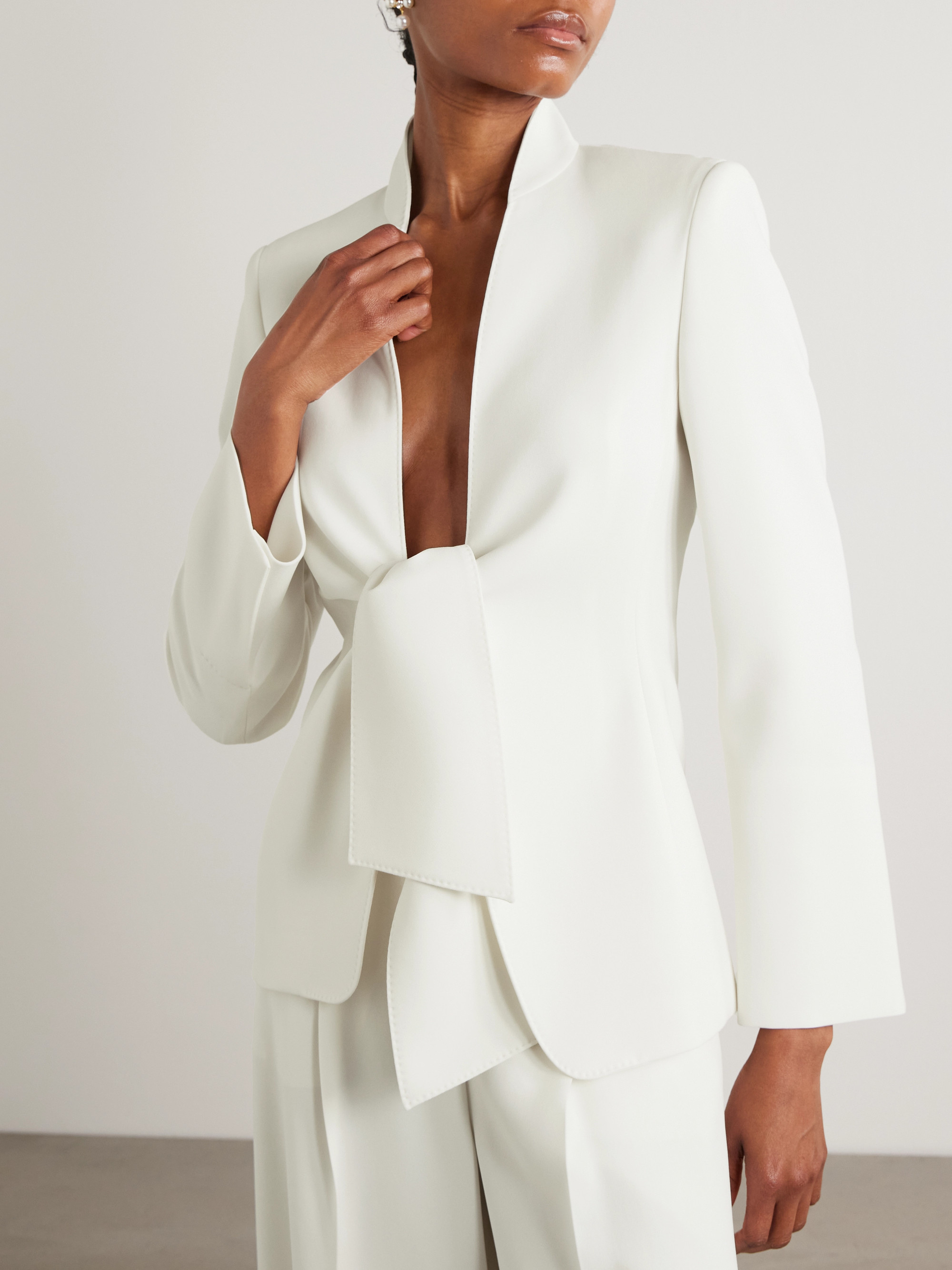 HGD-Z015/MAXMARA スーツ/G445/BARBA シャツ Single-breasted piqué jersey blazer, ivory | Max Mara