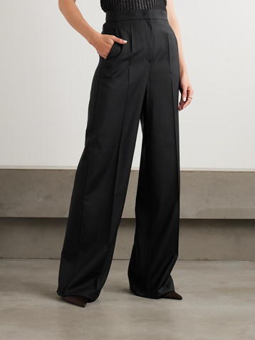 Max Mara Fernet embroidered wool-canvas wide-leg pants