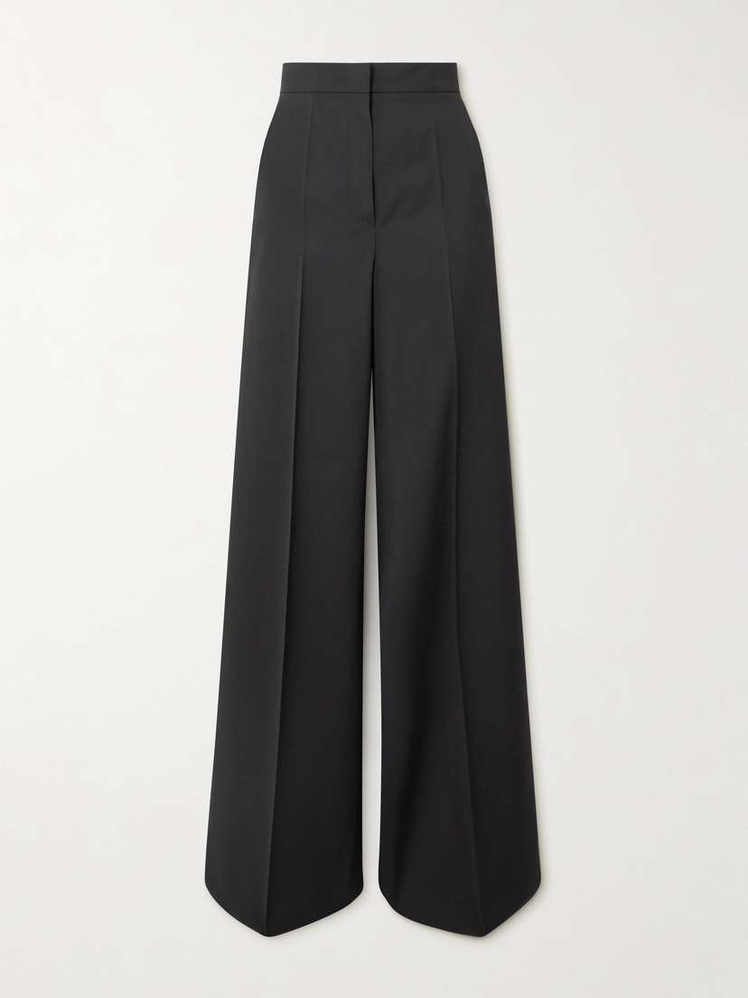 Max Mara Fernet Embroidered Wool-canvas Wide-leg Pants
