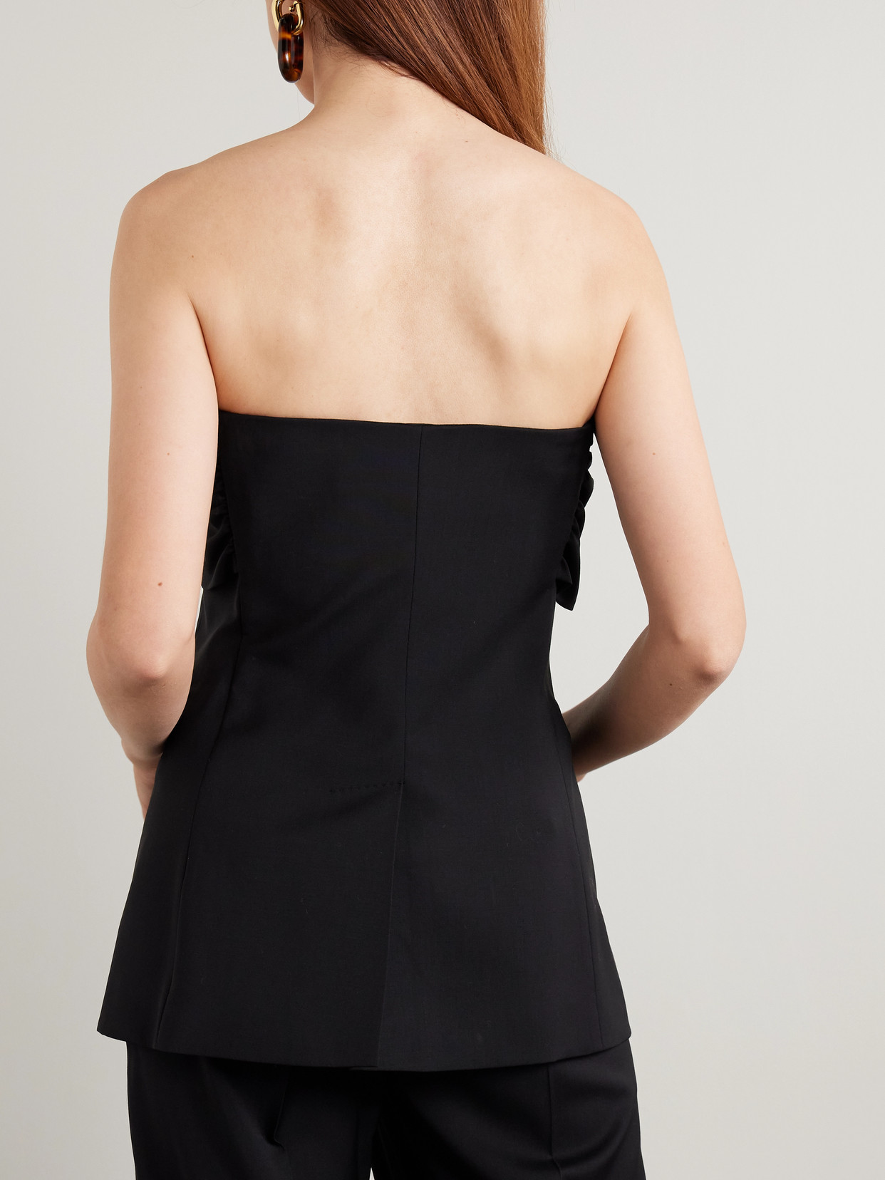 Veruska Strapless Tie-Front Wool-Canvas Top